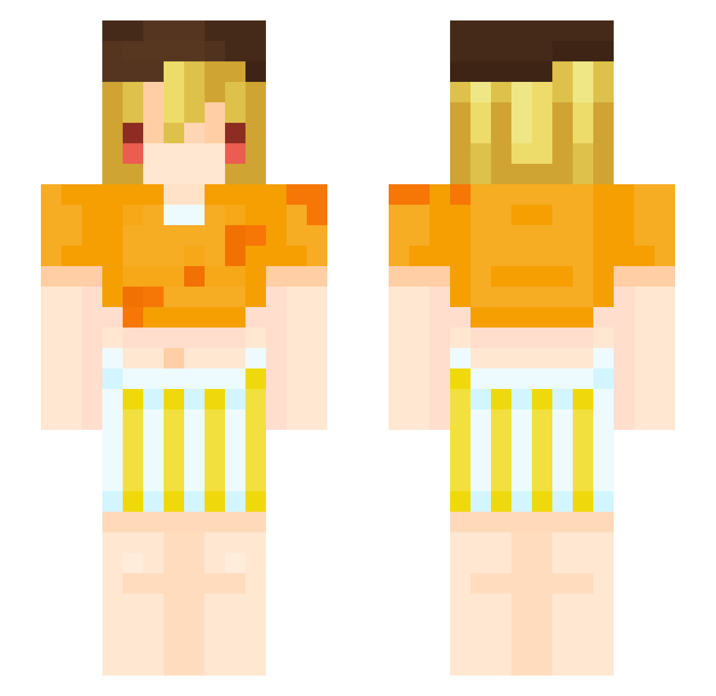 GoldenRaccooon Minecraft skin, front and back view