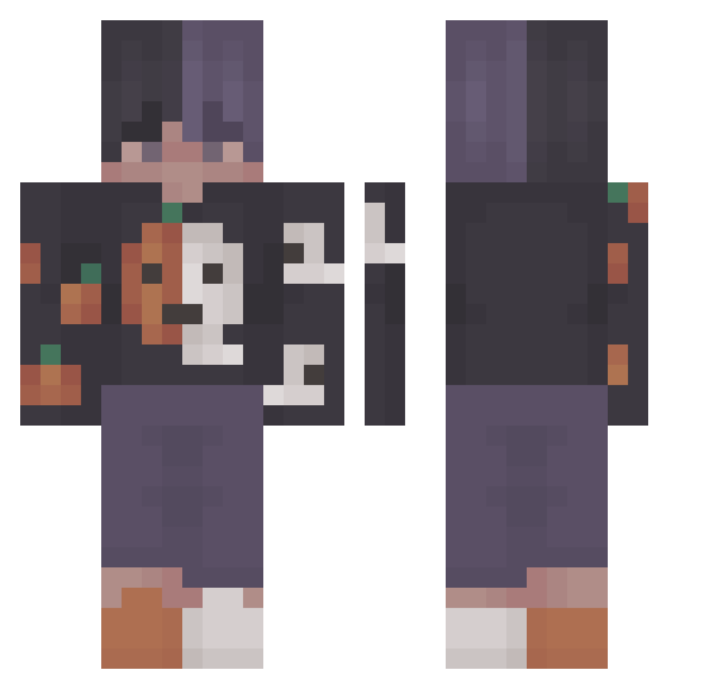 RTFT Minecraft skin, front and back view