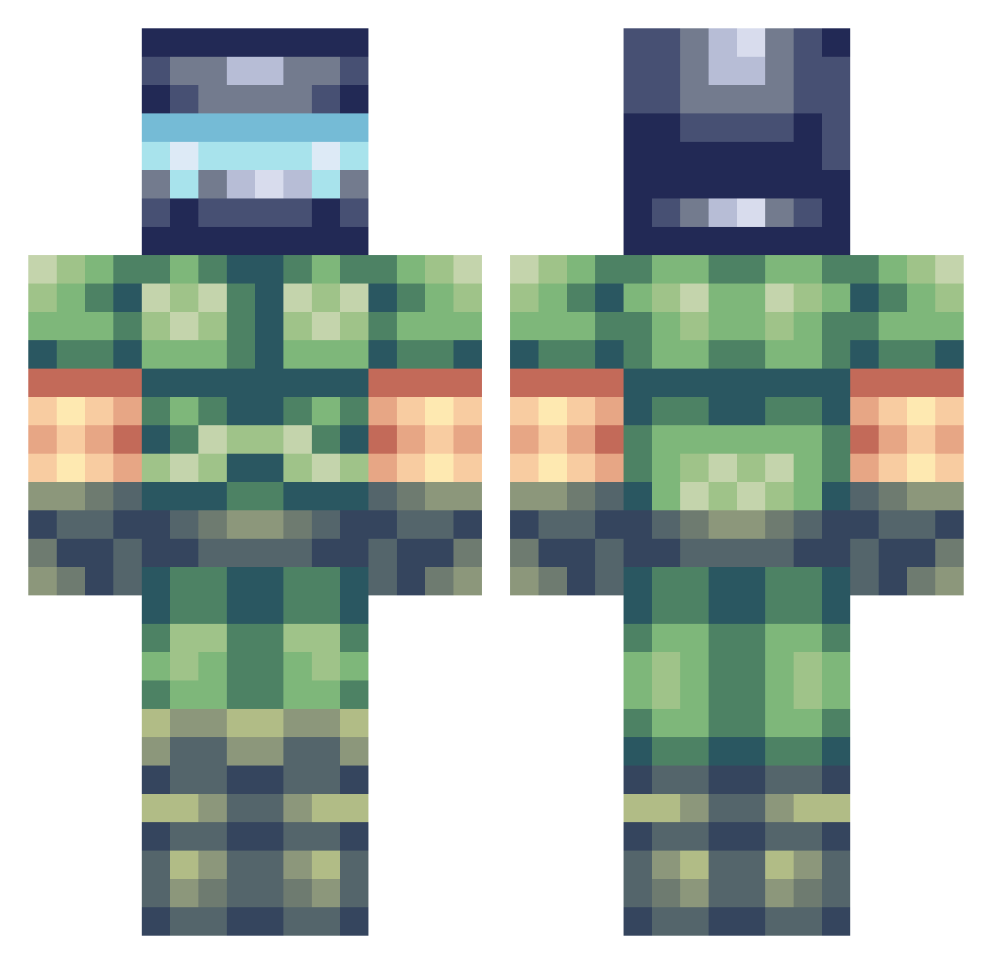 PistolPuma Minecraft skin, front and back view