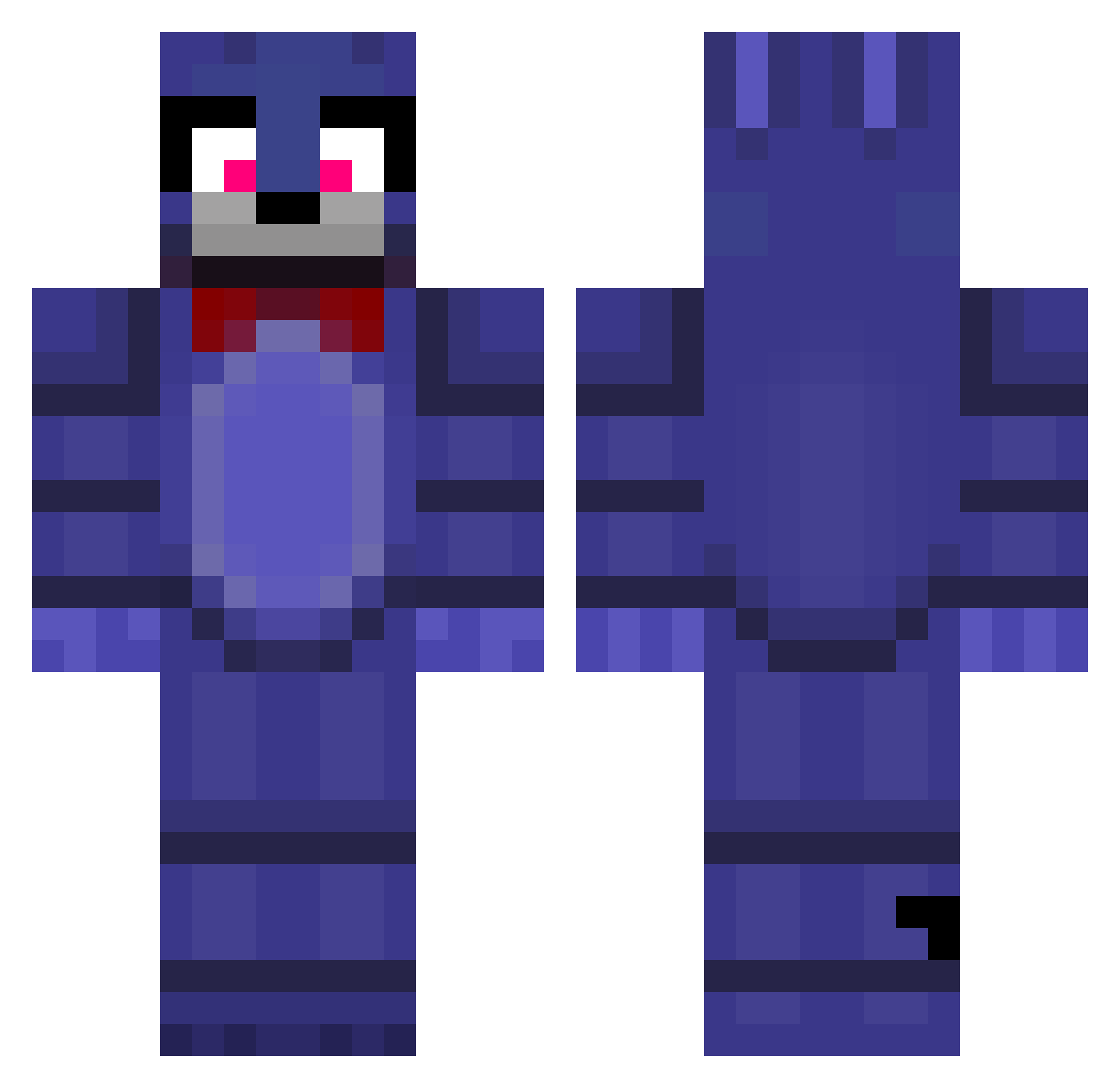 RMRR Minecraft skin, front and back view