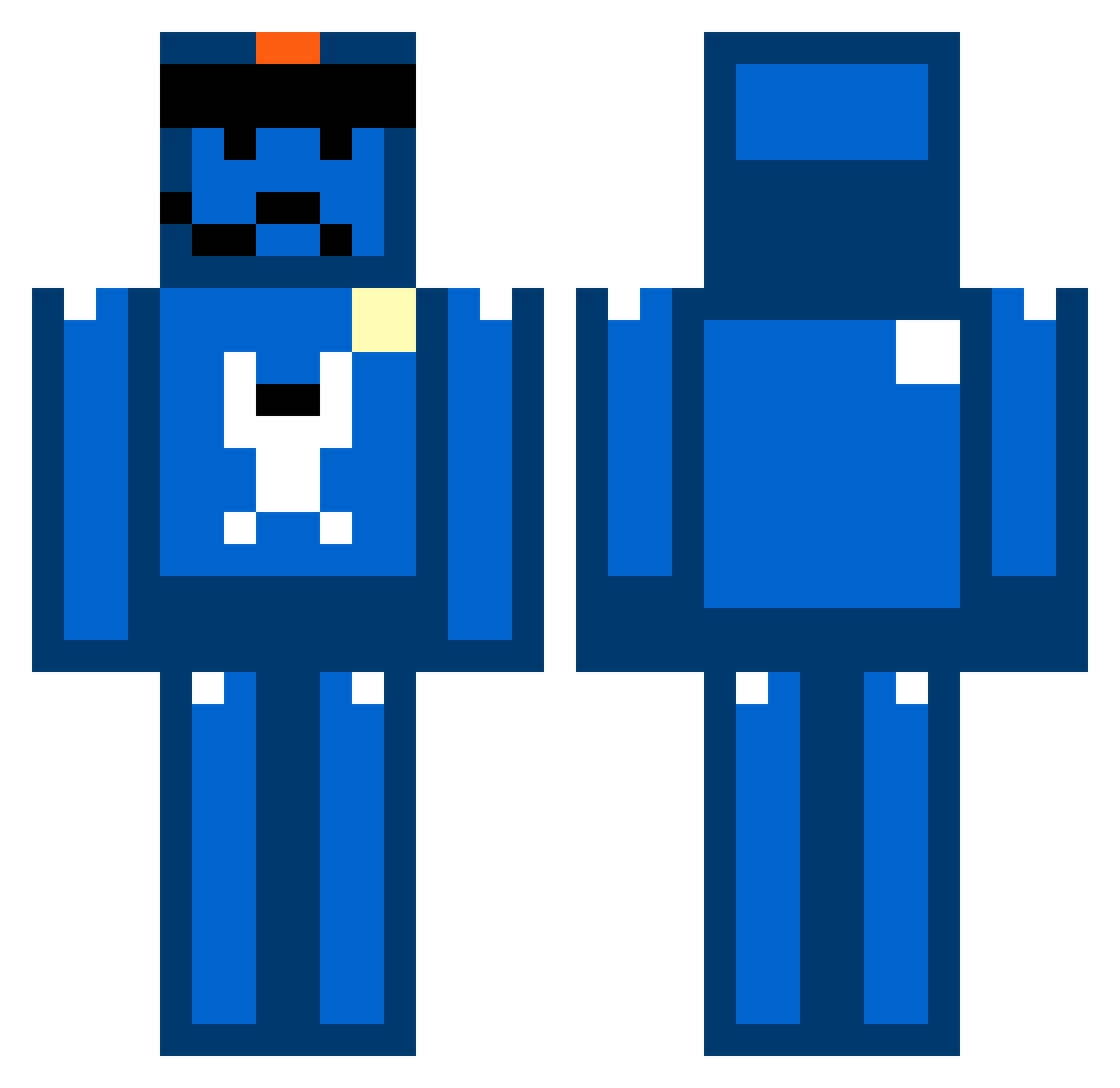 Milanowitz Minecraft skin, front and back view
