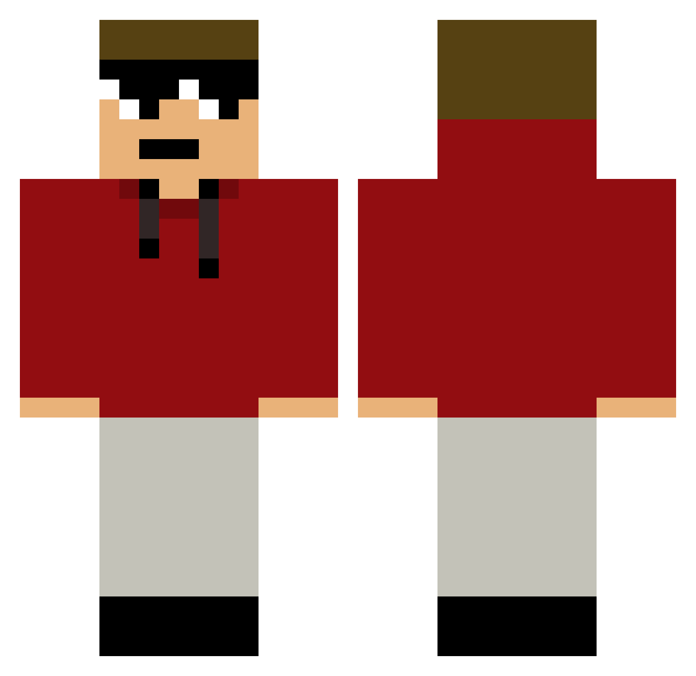 TlTCH Minecraft skin, front and back view