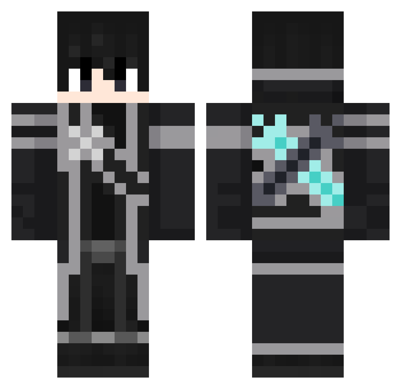 Pwner720 Minecraft skin, front and back view