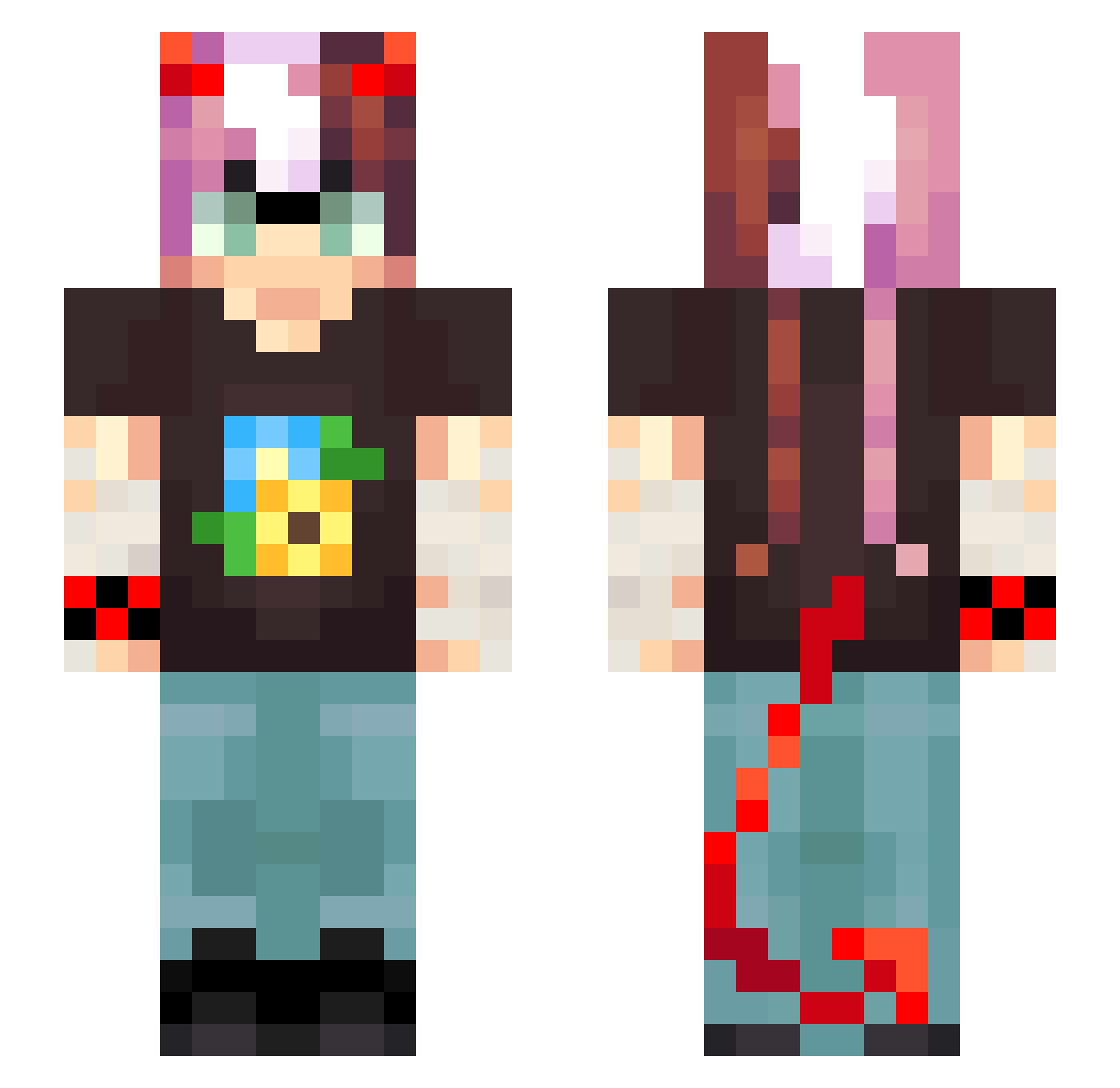 ElliotIs1nsane Minecraft skin, front and back view
