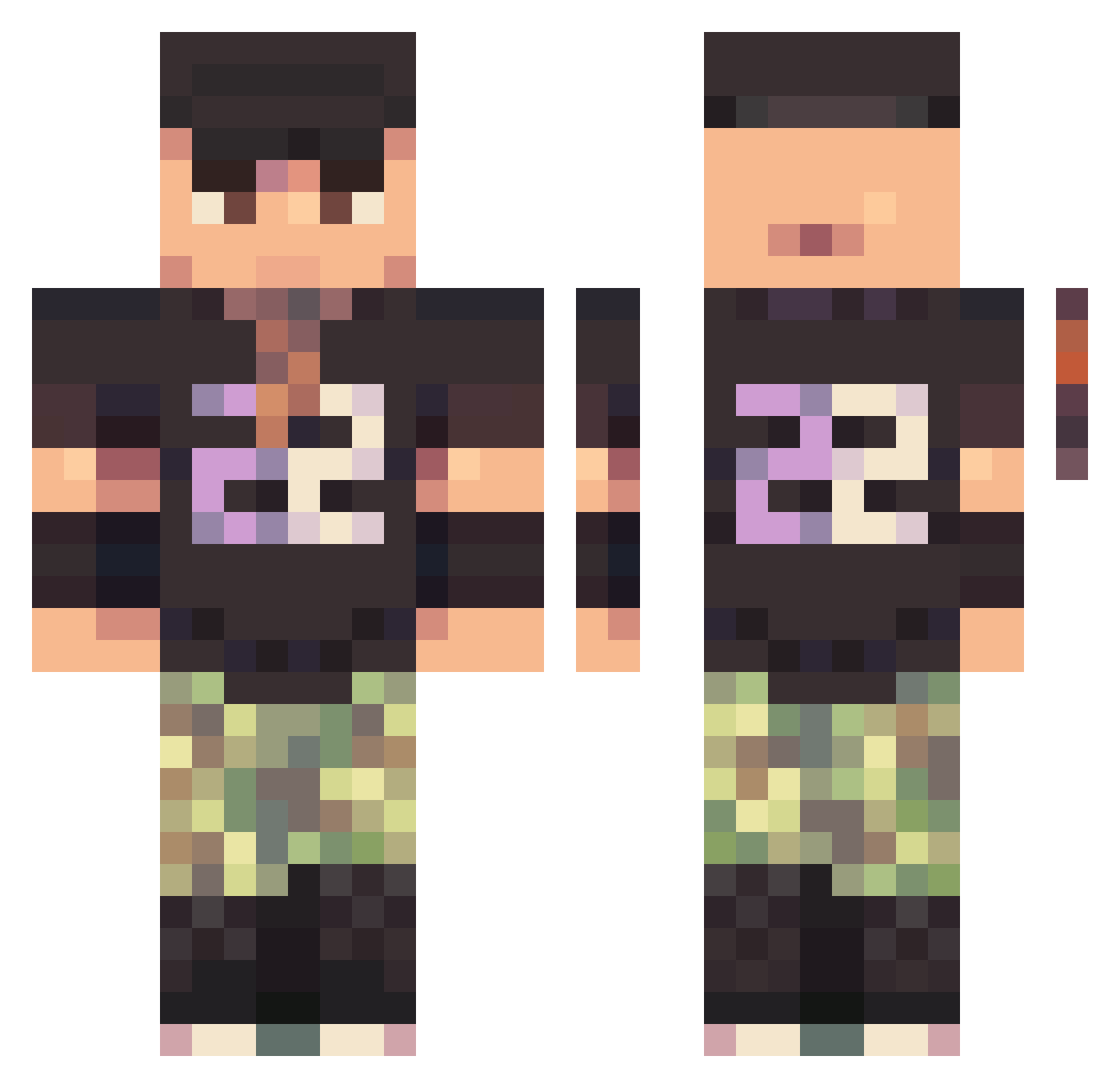 ItsDopamine Minecraft skin, front and back view