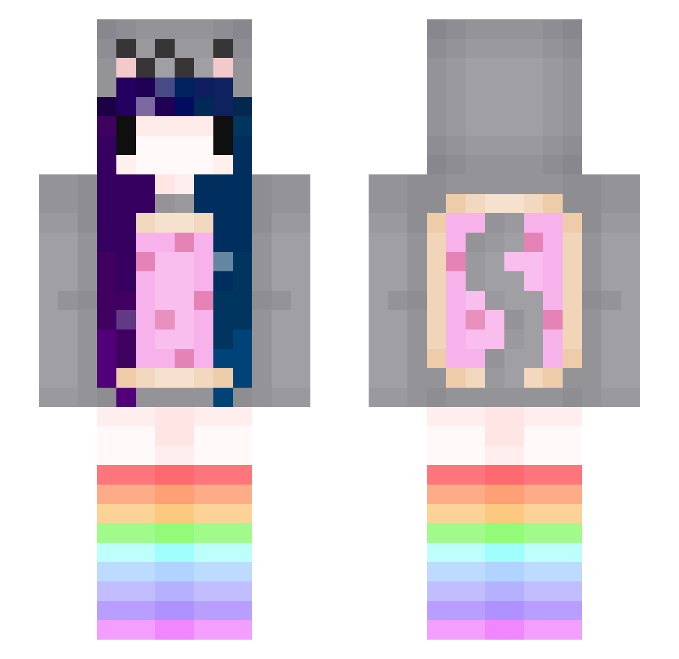 mewmewp Minecraft skin, front and back view