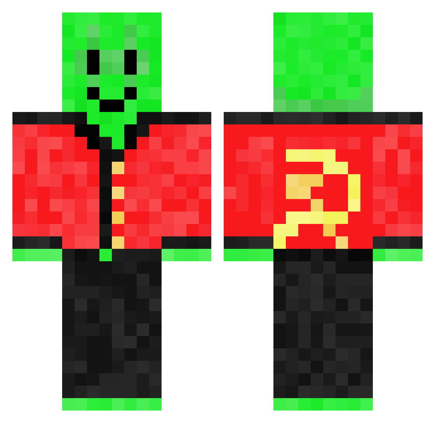 Starman2_0 Minecraft skin, front and back view