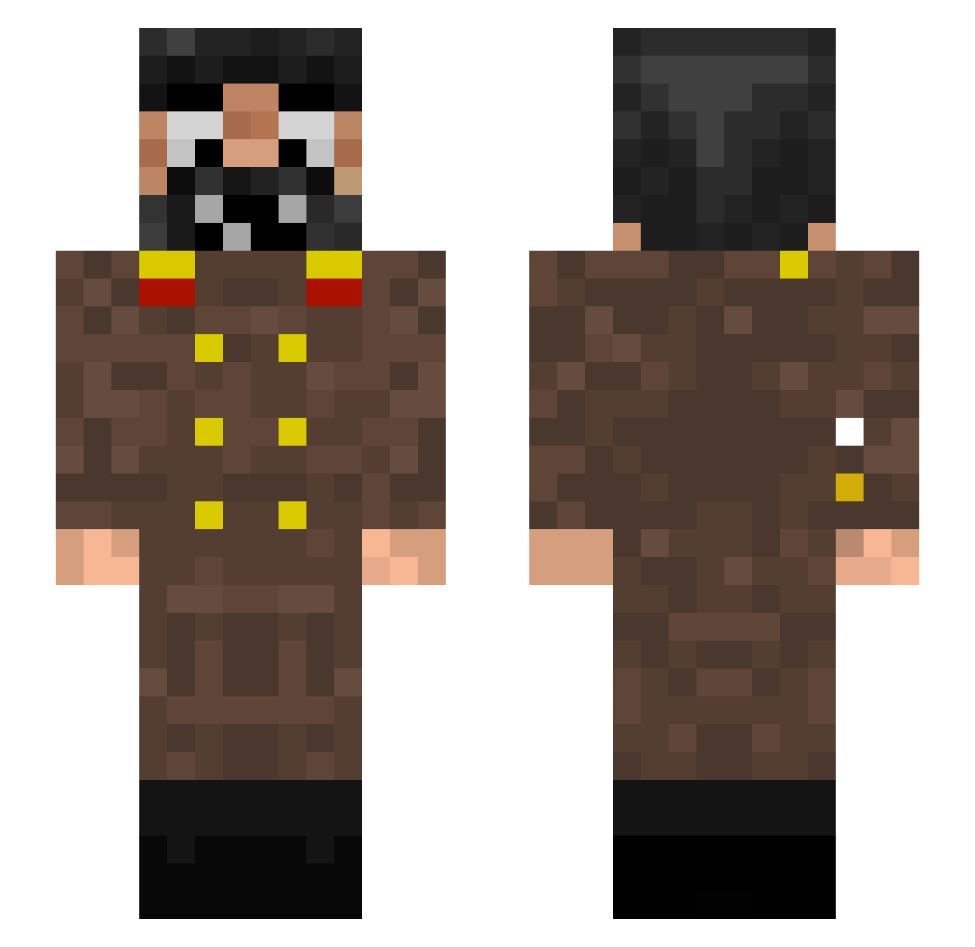 Fisheater Minecraft skin, front and back view