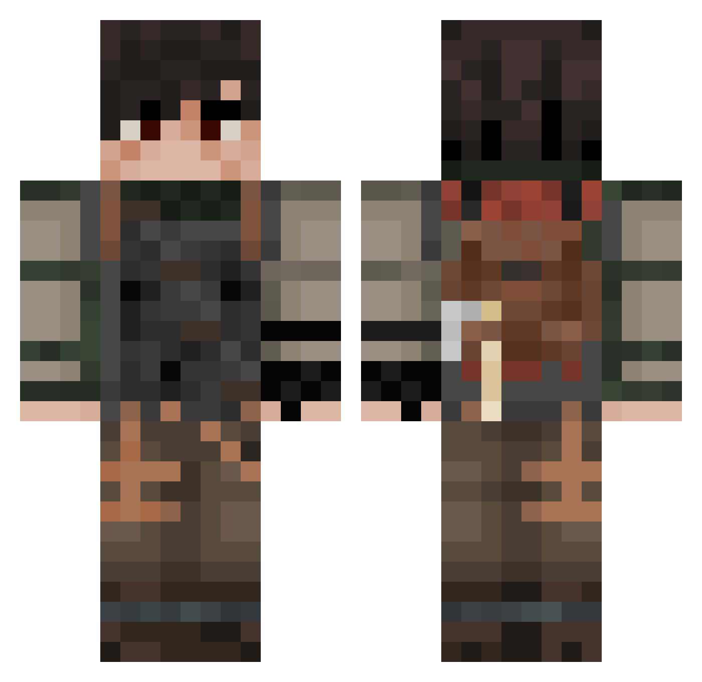 Maniaki28 Minecraft skin, front and back view