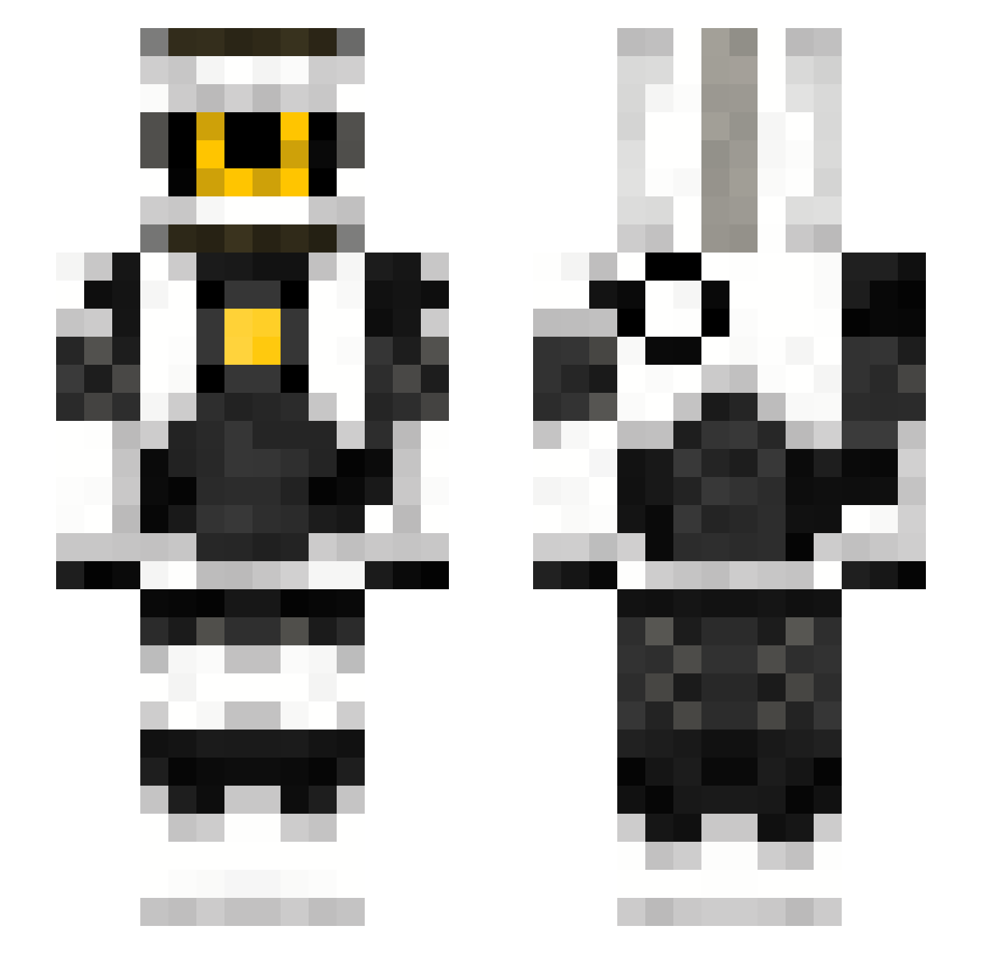 SpaceCore02 Minecraft skin, front and back view