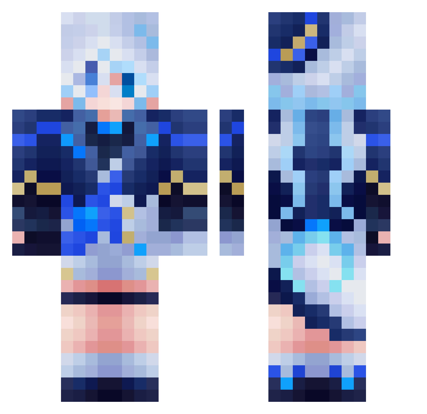 Inferno1738 Minecraft skin, front and back view