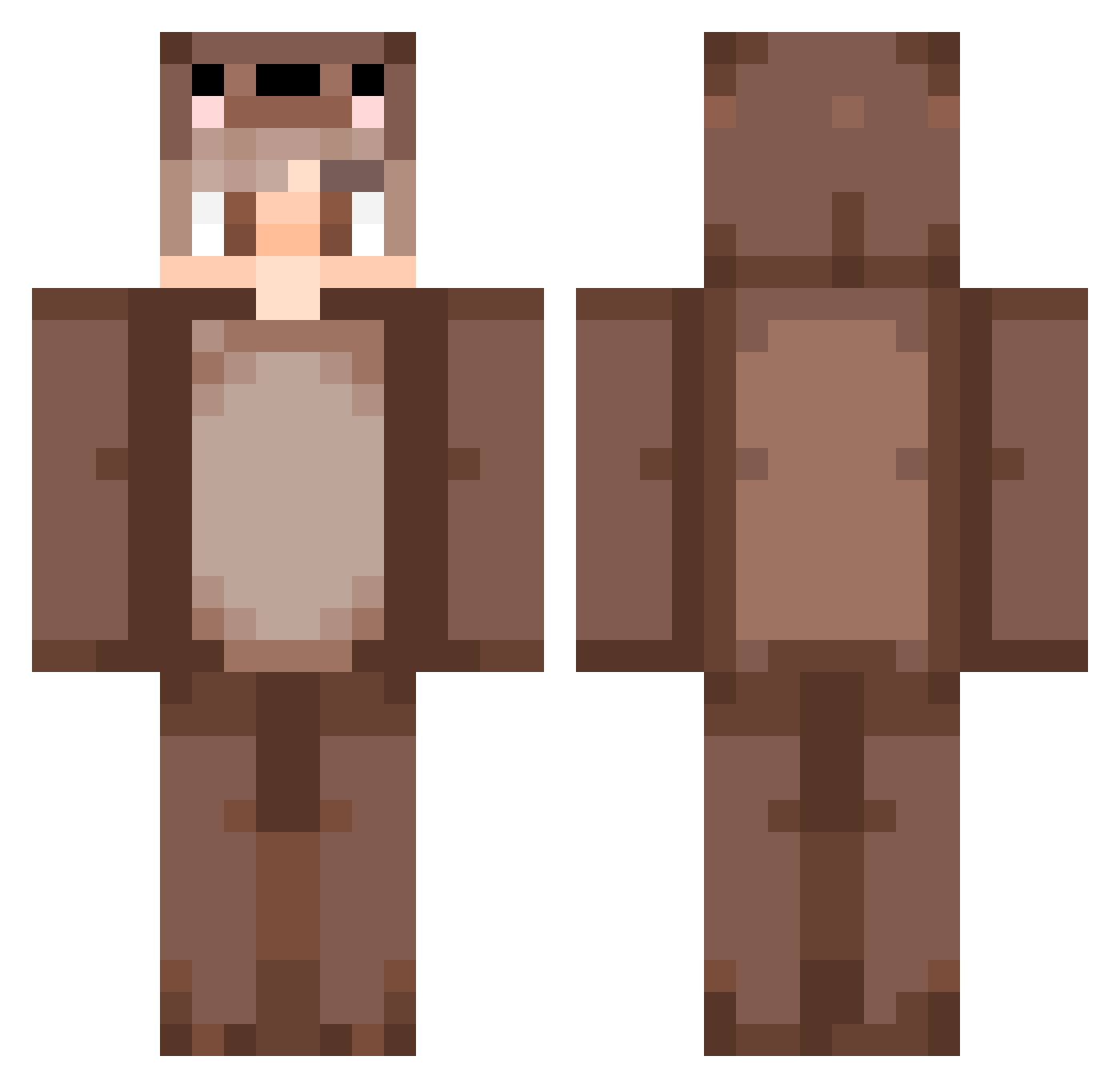 Peuse Minecraft skin, front and back view