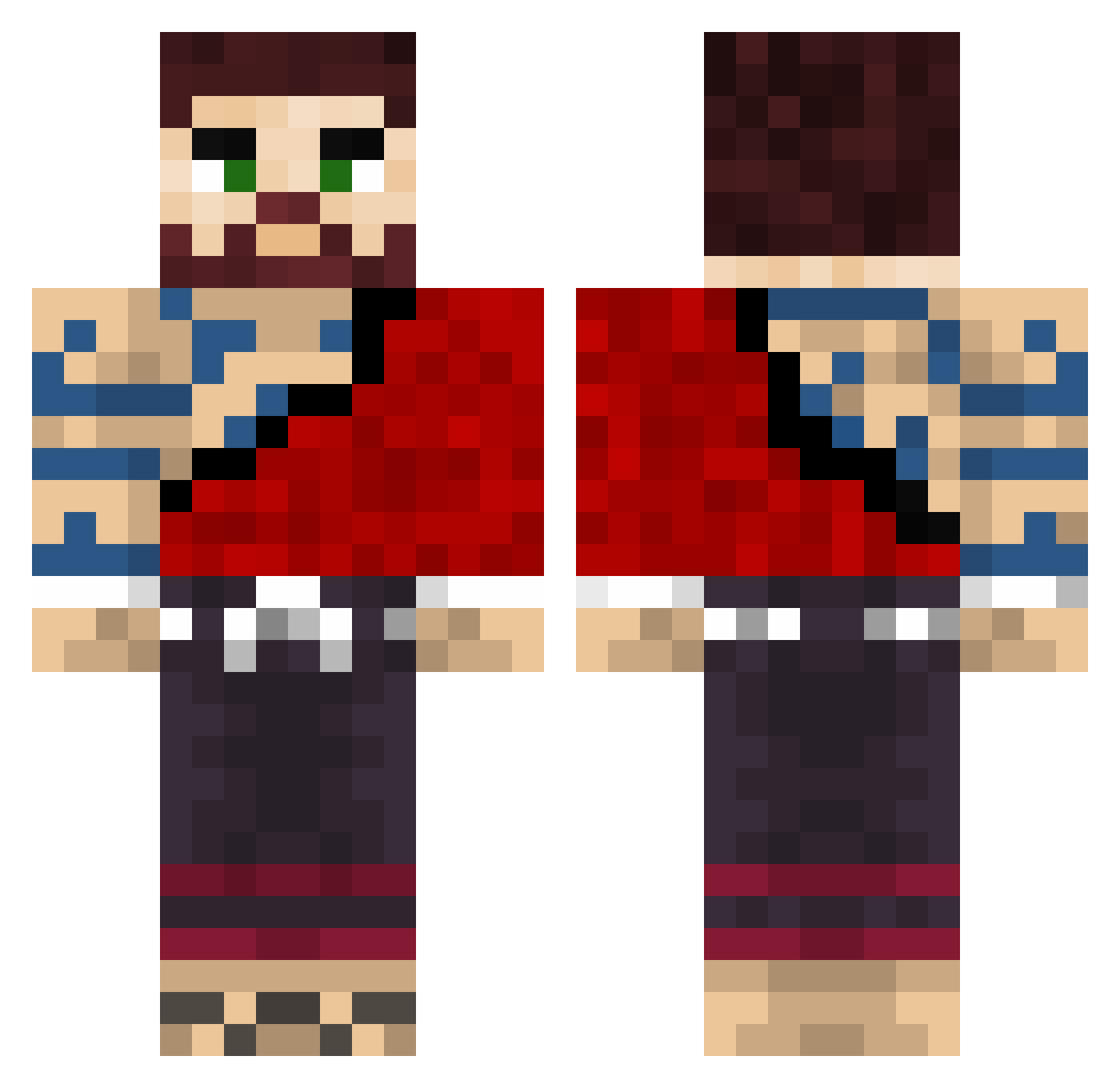 qGOKUp Minecraft skin, front and back view