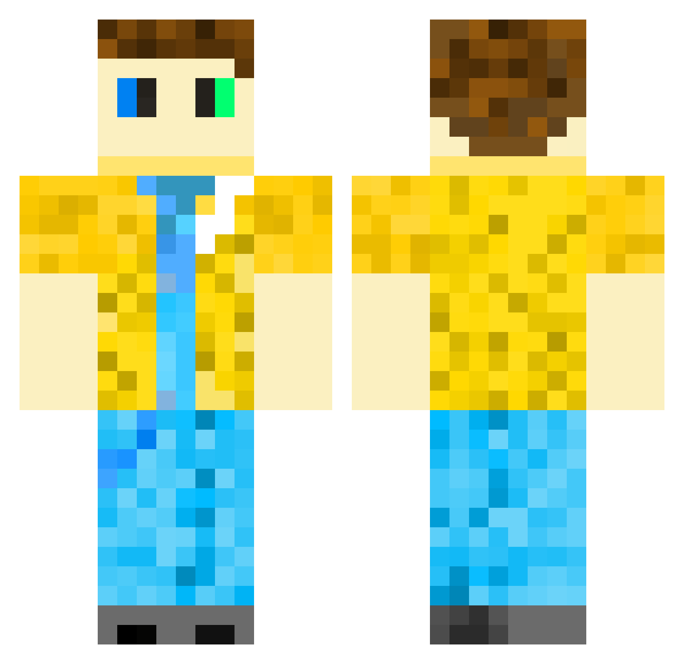 Priysm Minecraft skin, front and back view