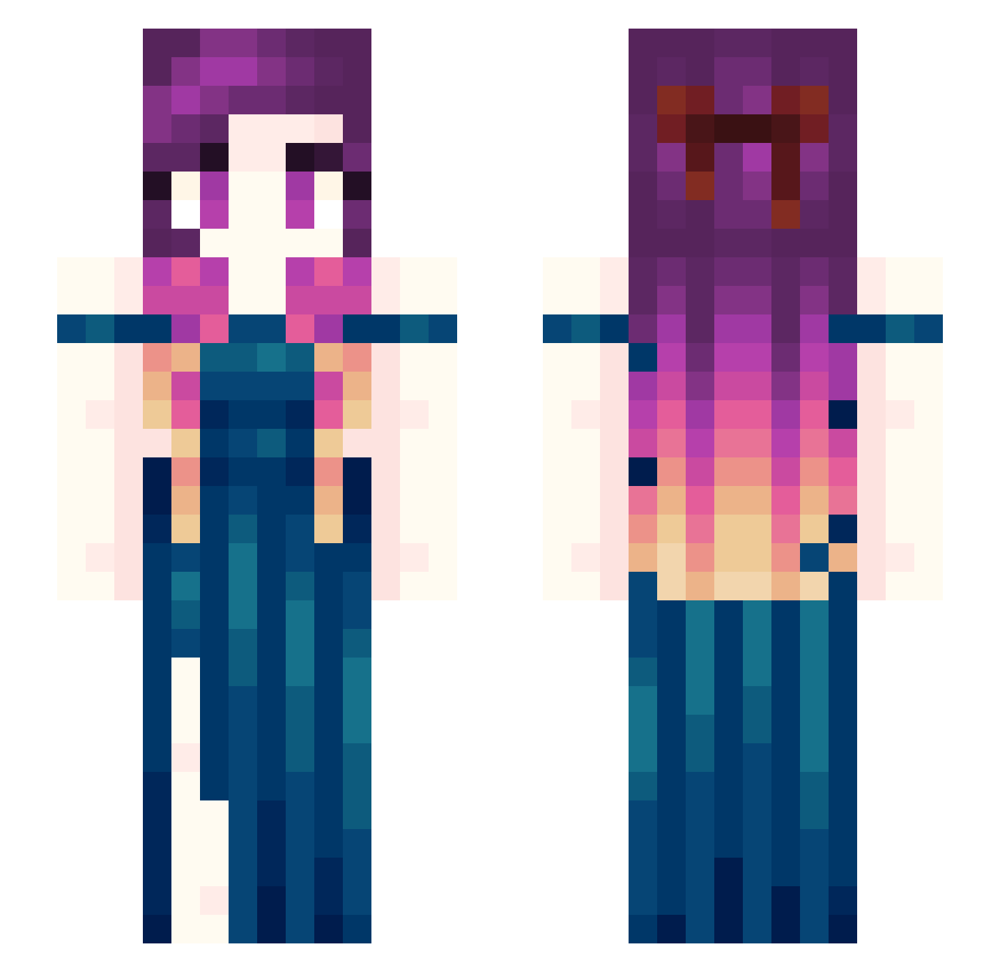 Talia_Skia Minecraft skin, front and back view