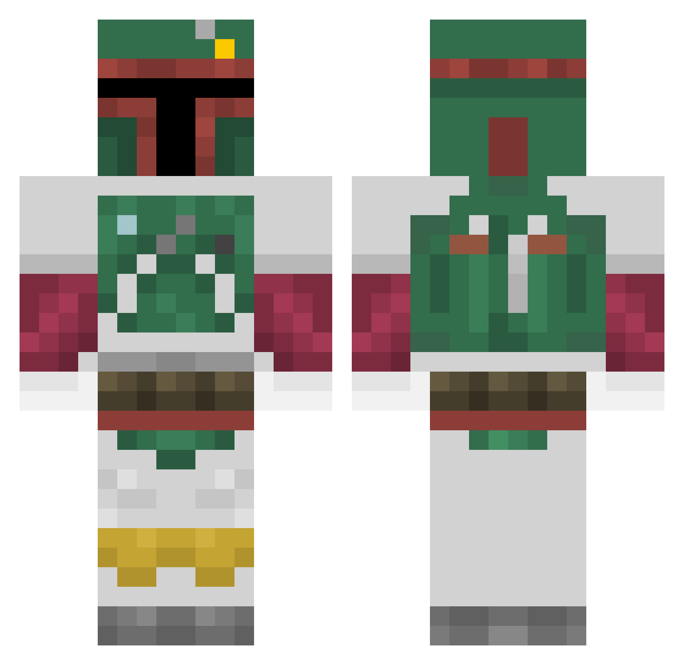 Puglord074 Minecraft skin, front and back view