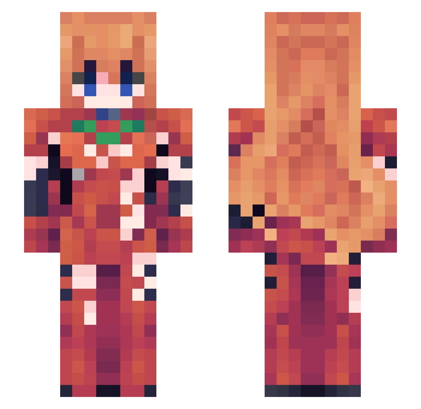 AlfebetSoup Minecraft skin, front and back view
