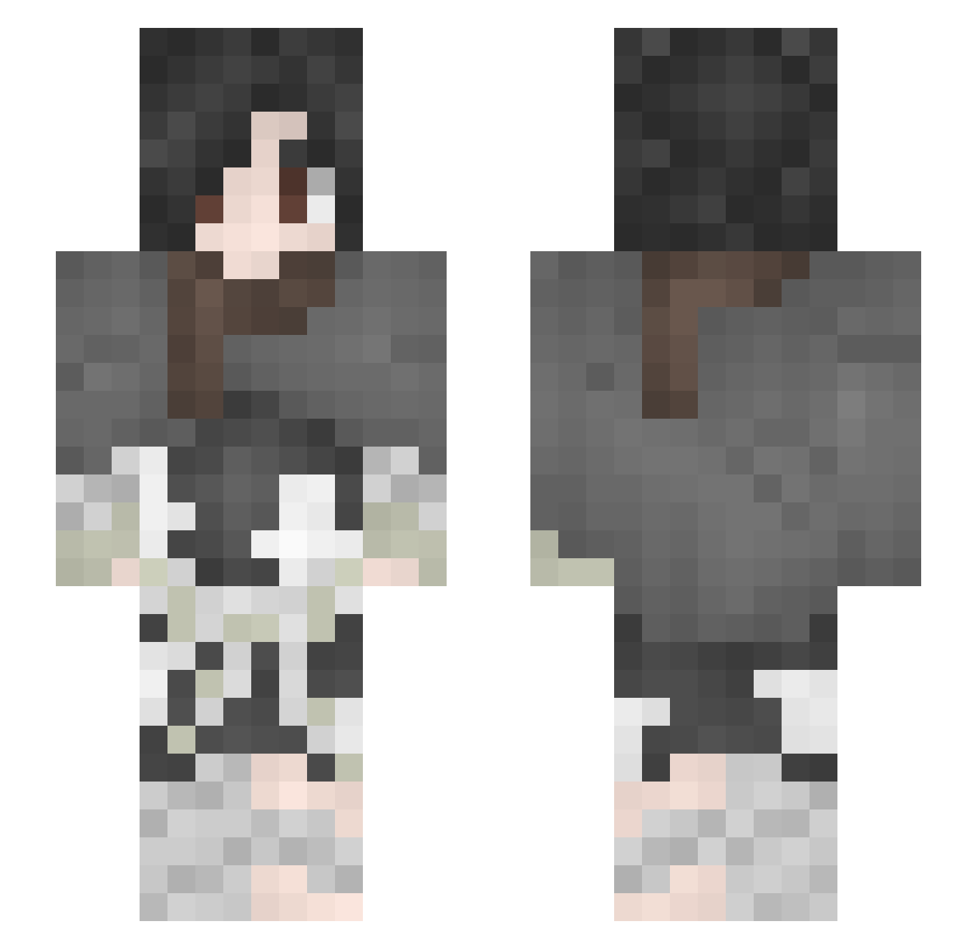 Pleag Minecraft skin, front and back view