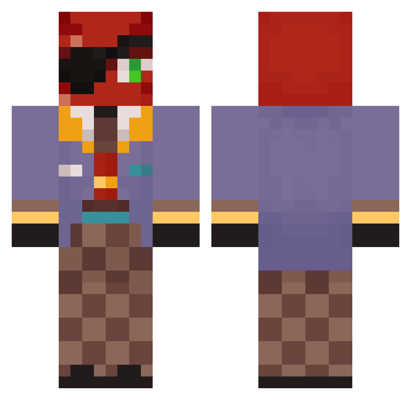 Spacedust9 Minecraft skin, front and back view