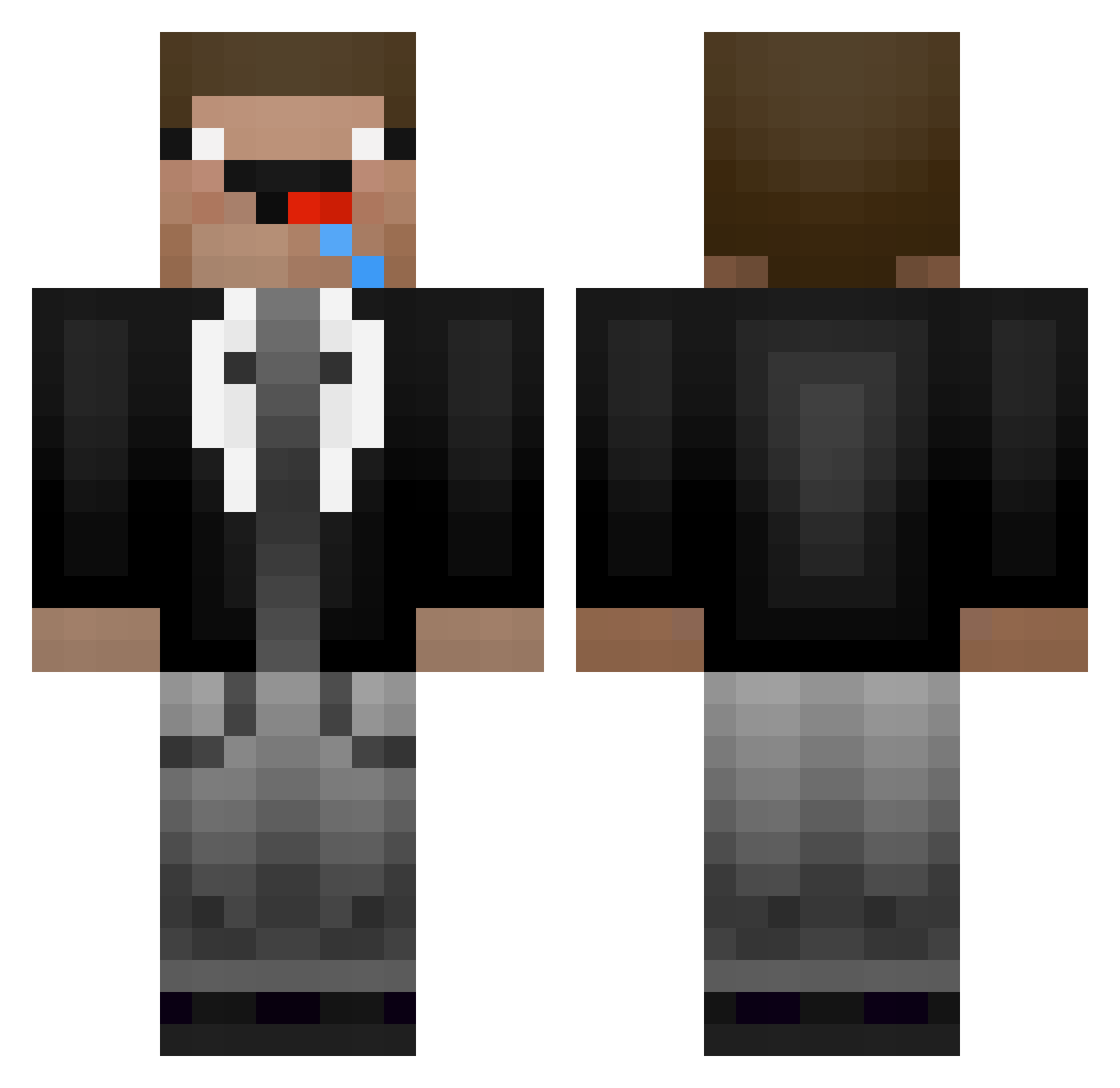Flexcrr Minecraft skin, front and back view