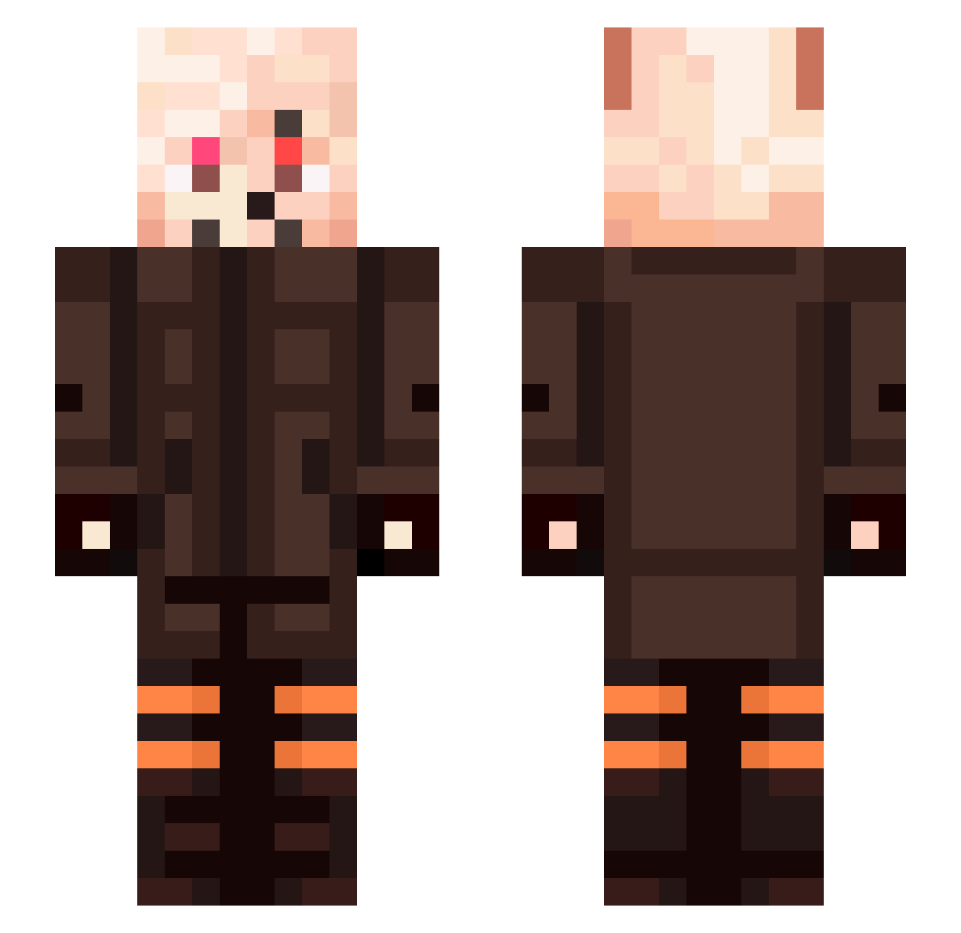 Meewise Minecraft skin, front and back view