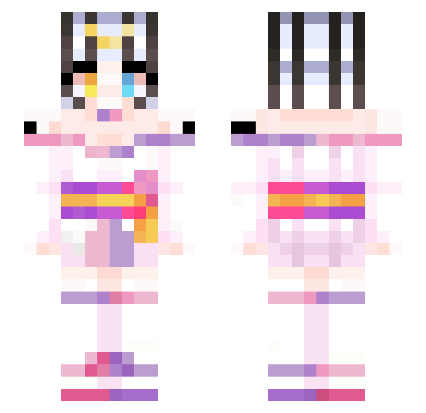 Philomena_Yuu Minecraft skin, front and back view