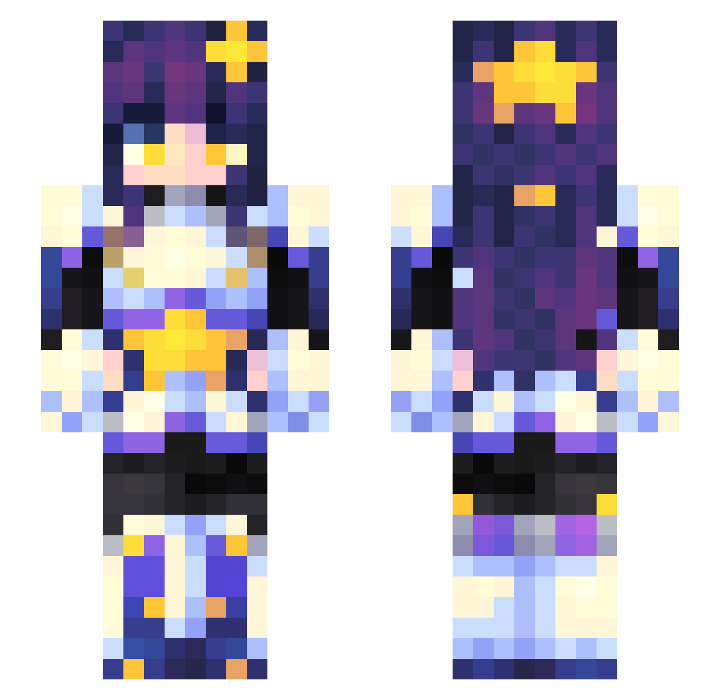 ZA4G Minecraft skin, front and back view