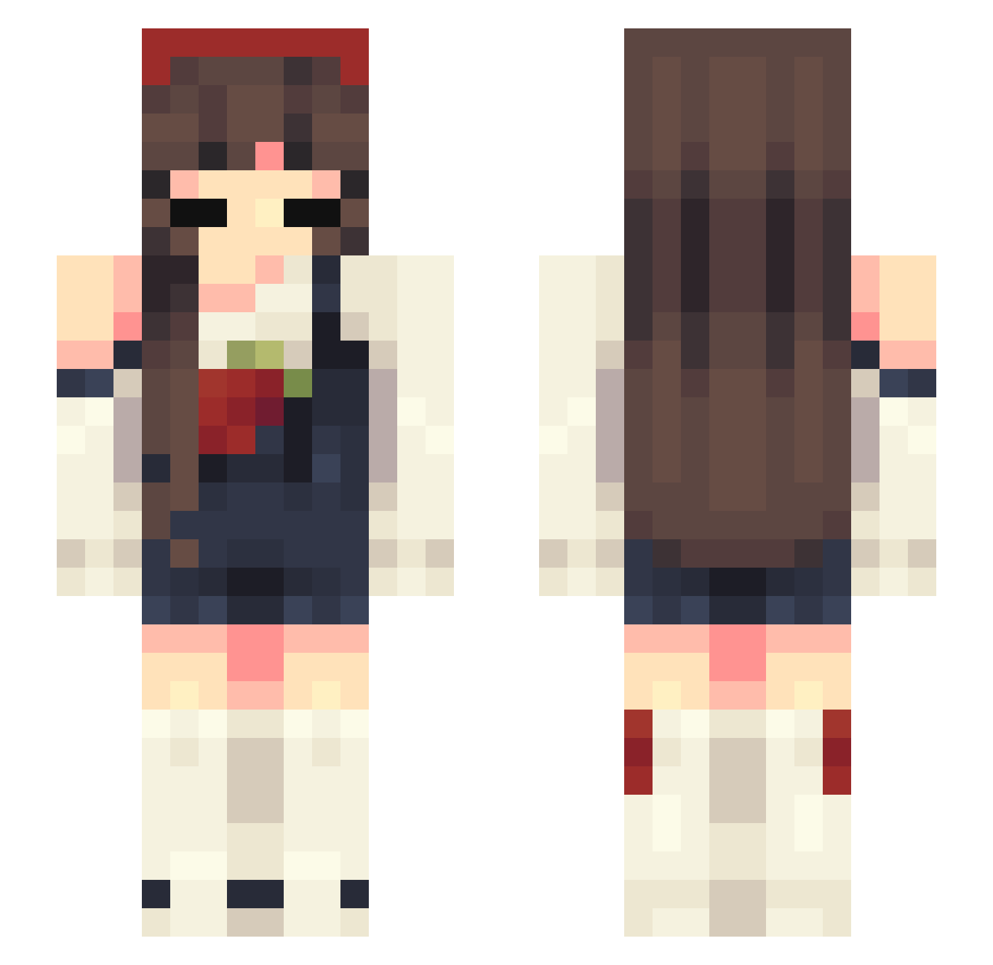Sachipants Minecraft skin, front and back view
