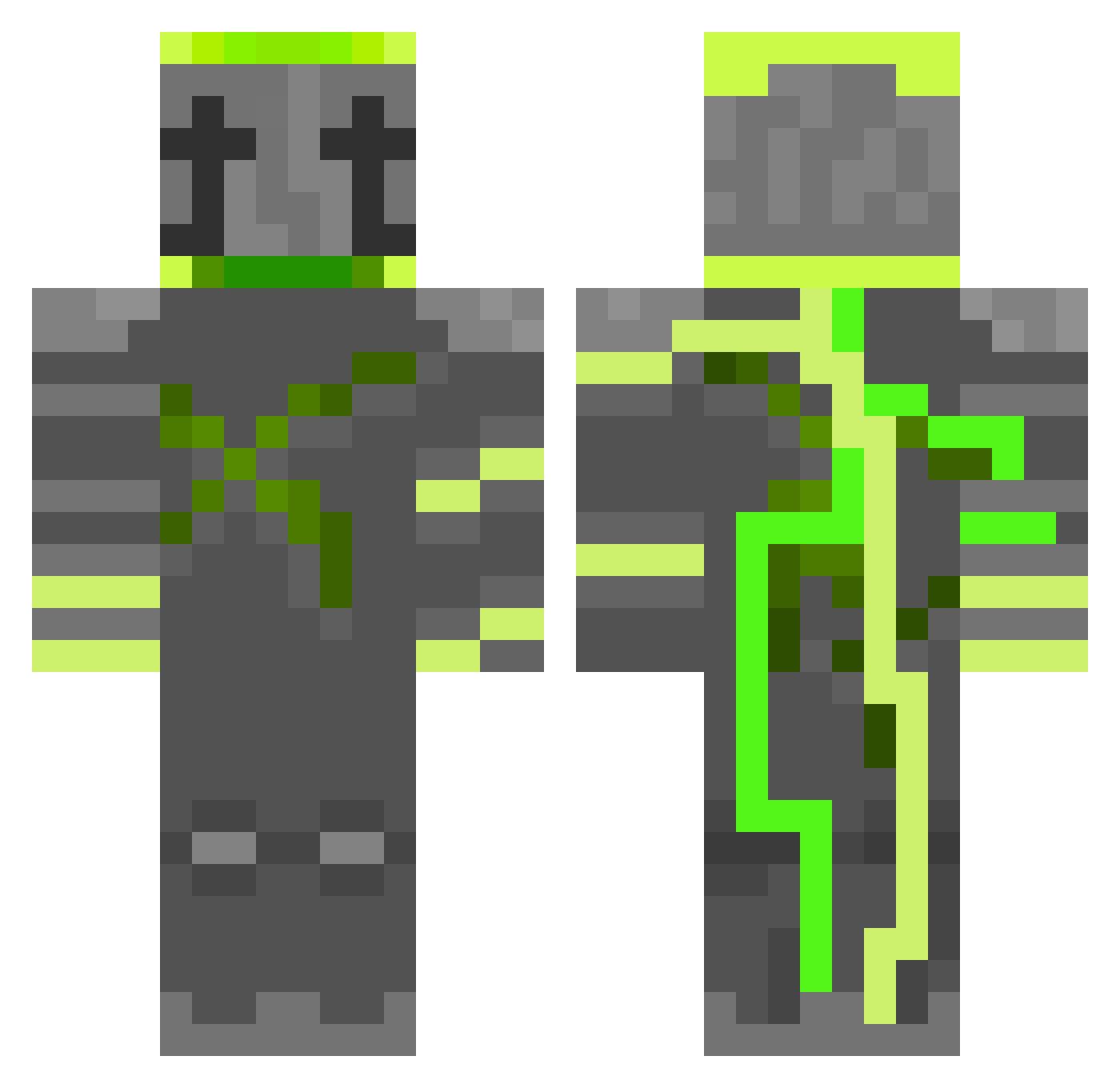 Fizidrone Minecraft skin, front and back view
