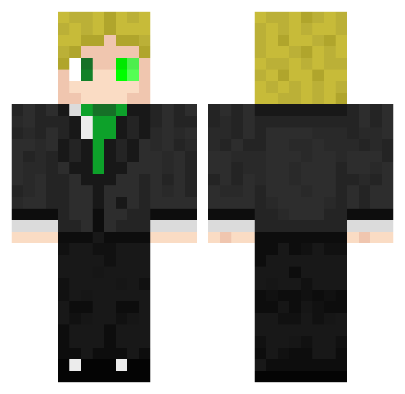 aeromantic Minecraft skin, front and back view