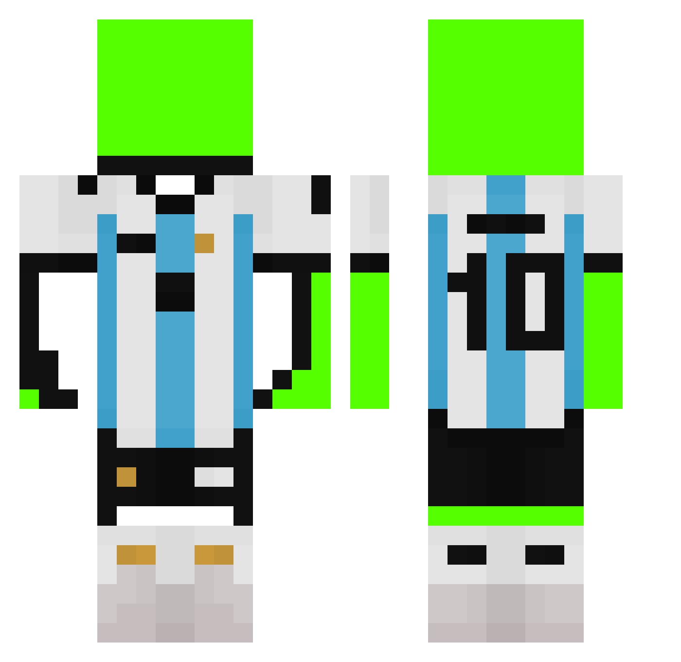 WKING10 Minecraft skin, front and back view