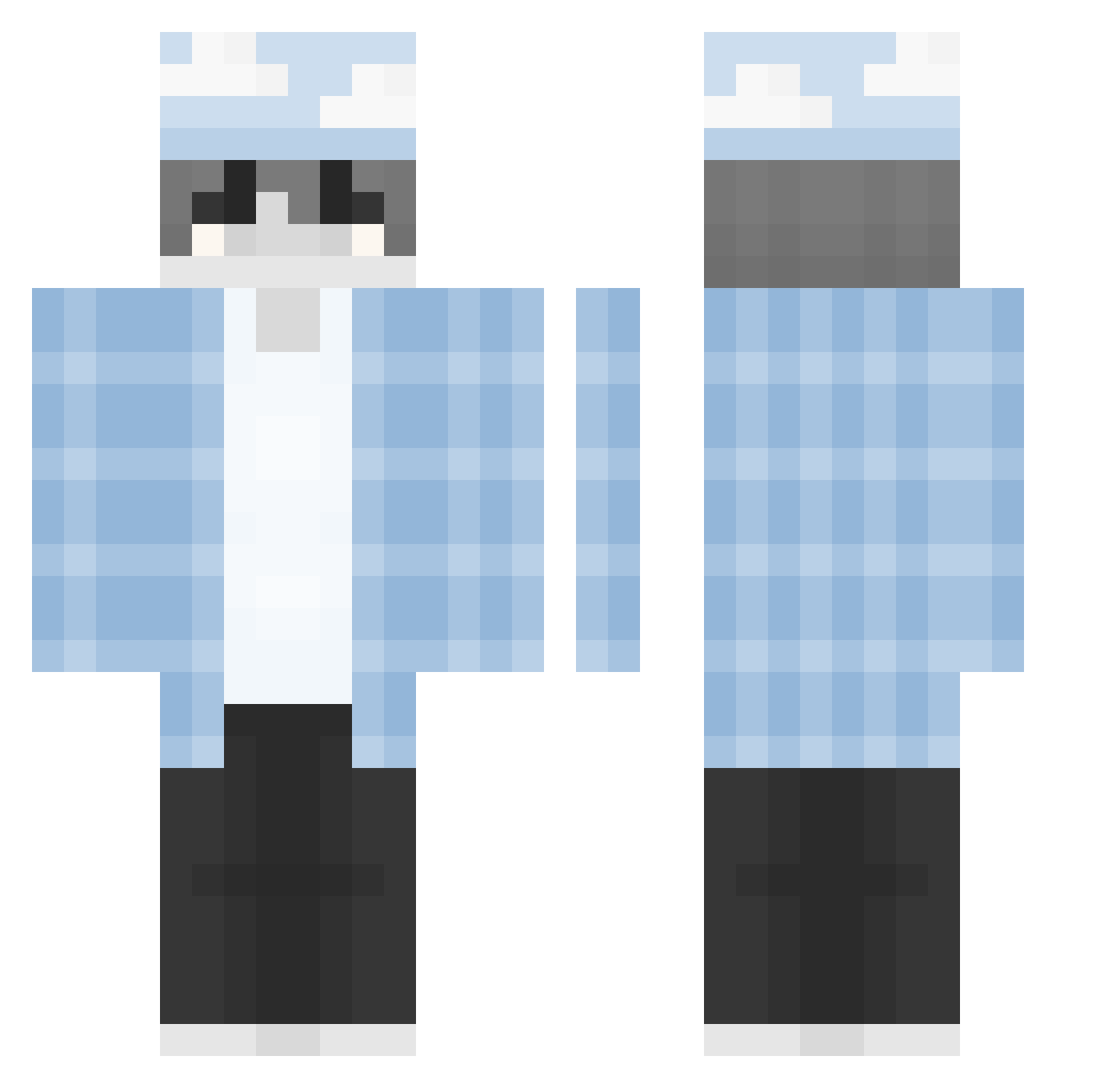 NON0SQUARE Minecraft skin, front and back view