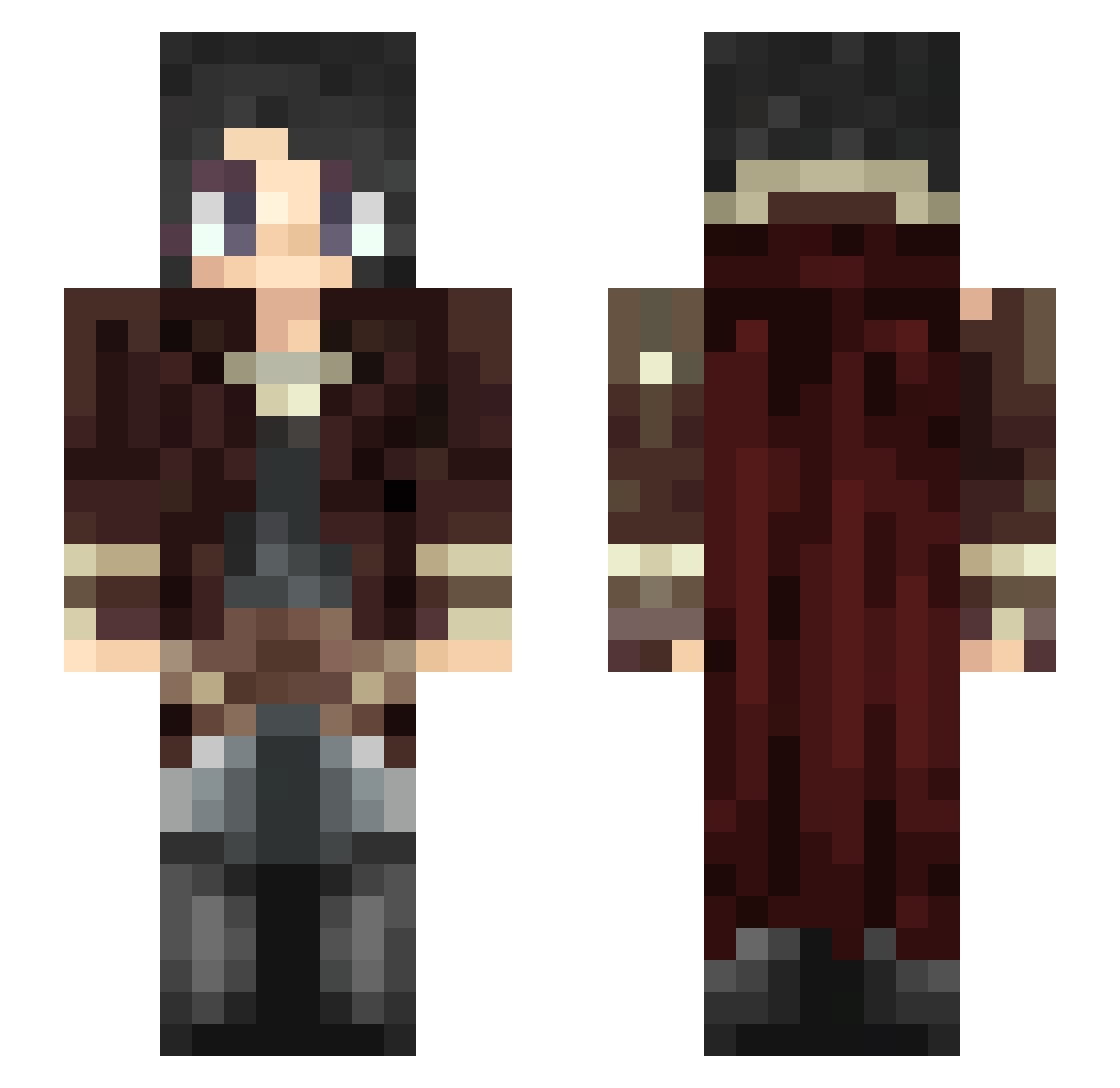 NeonGamy Minecraft skin, front and back view