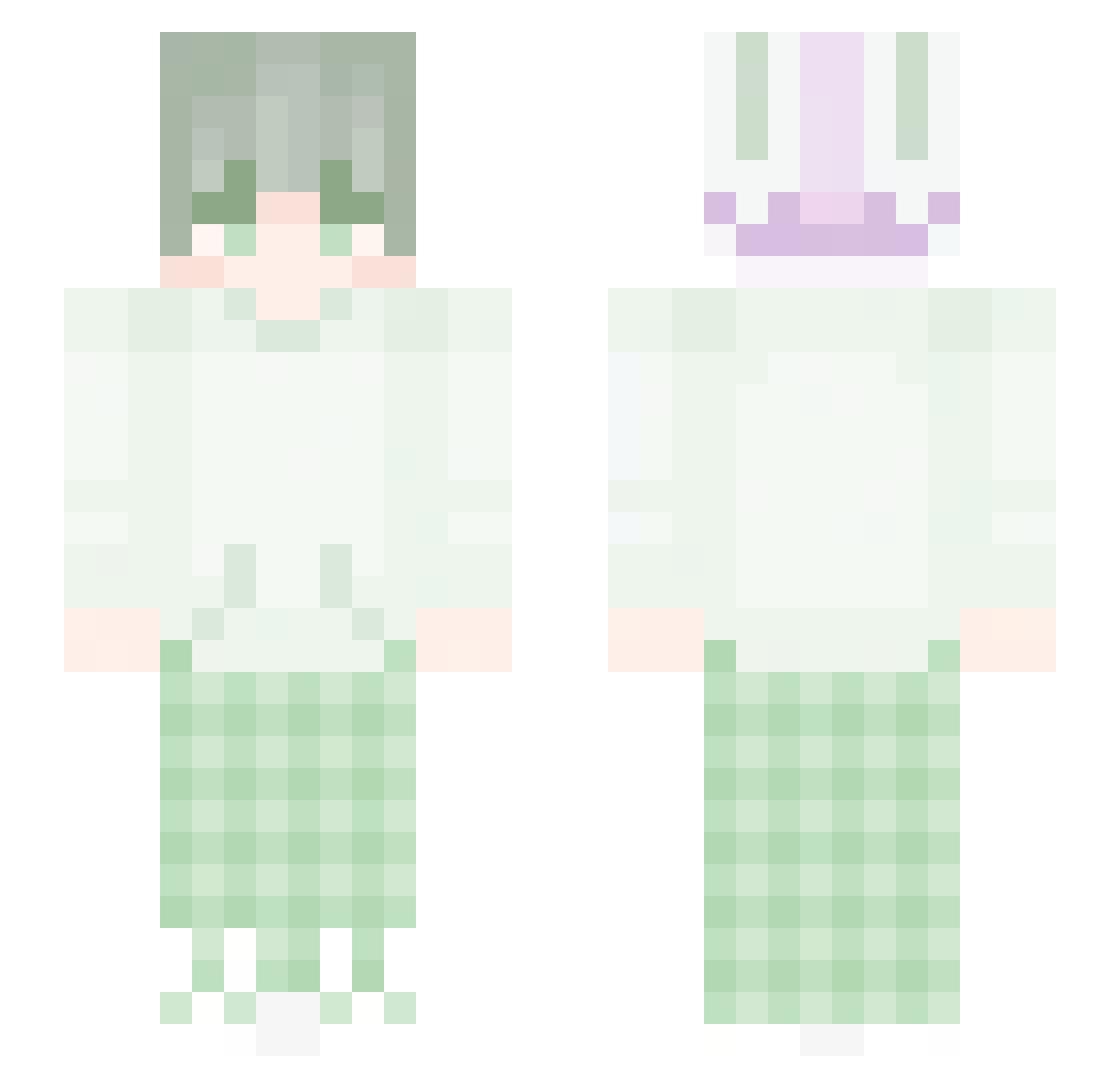 prettiestsky Minecraft skin, front and back view