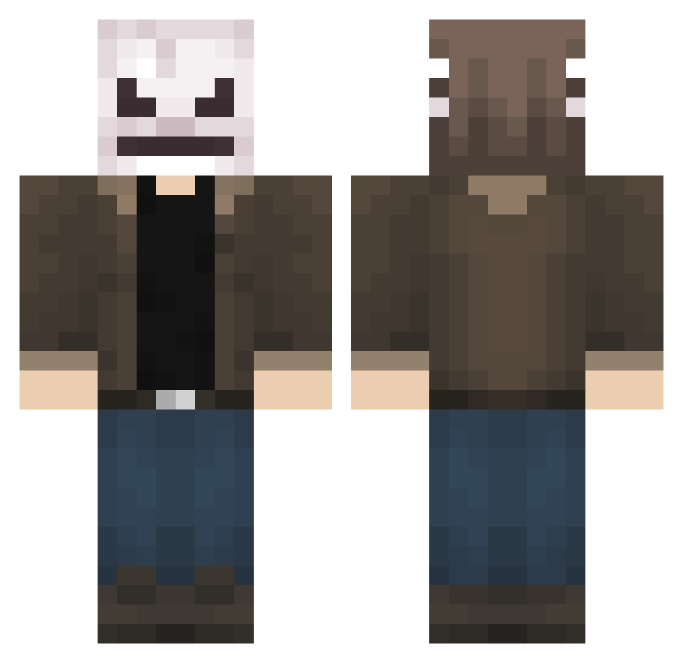 anart1a Minecraft skin, front and back view