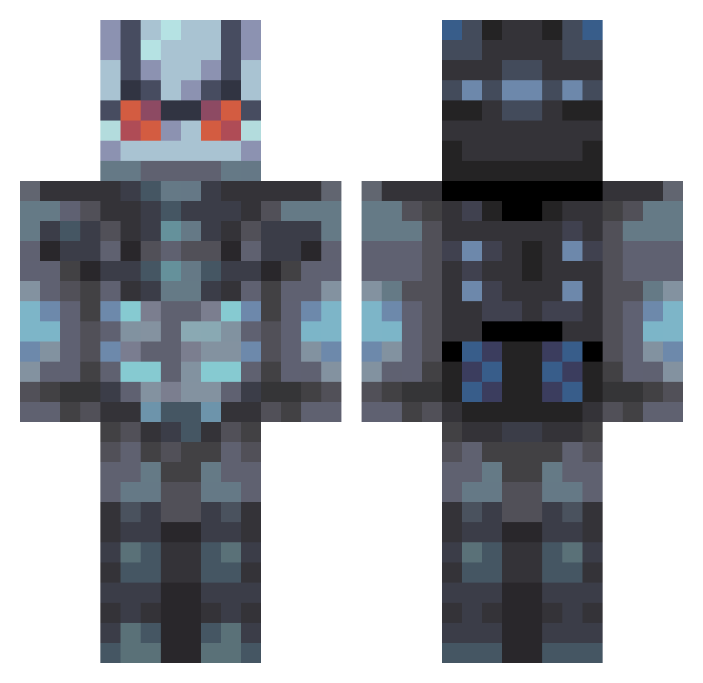 CinnoLIVE Minecraft skin, front and back view