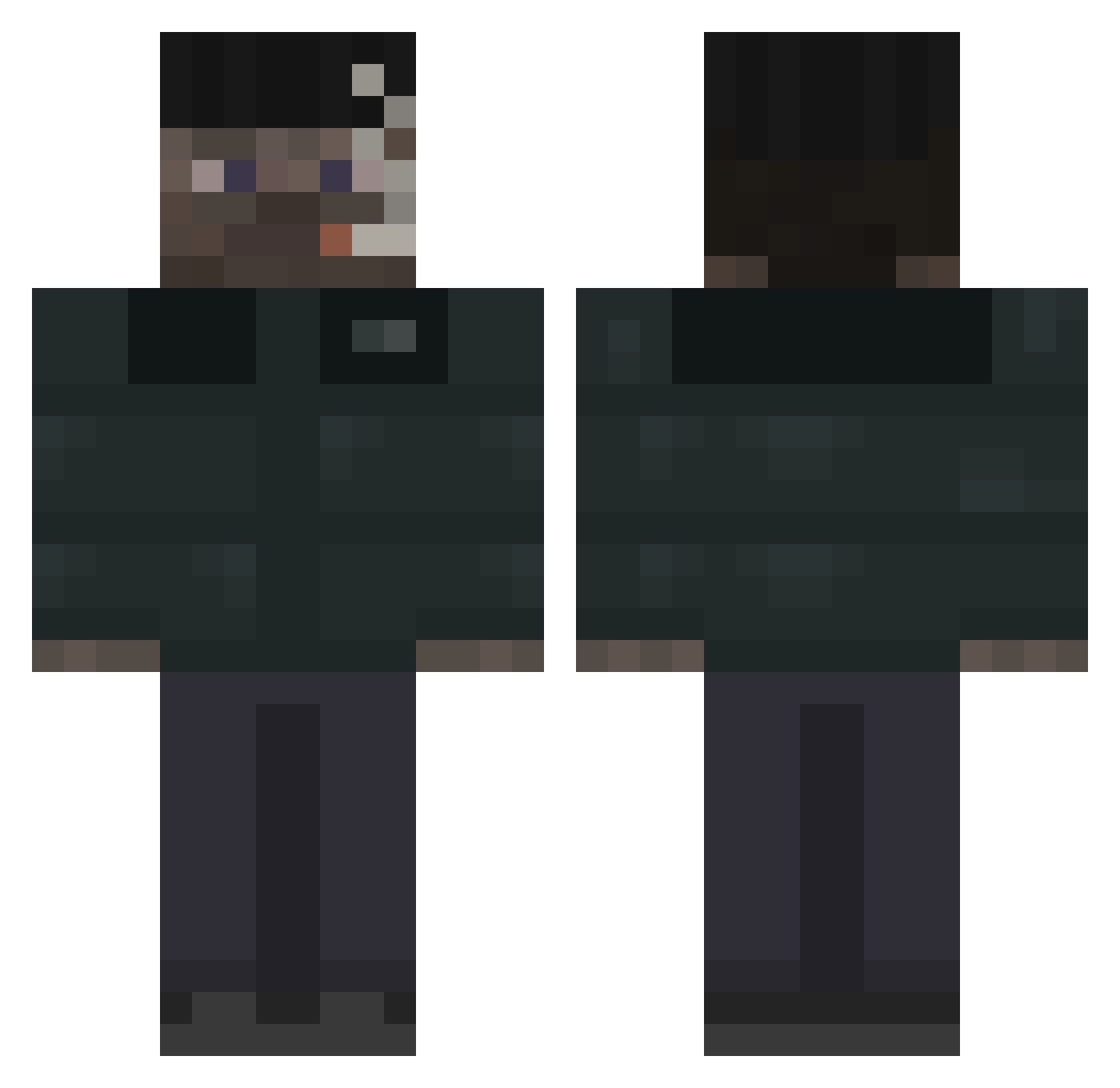Yalozek Minecraft skin, front and back view