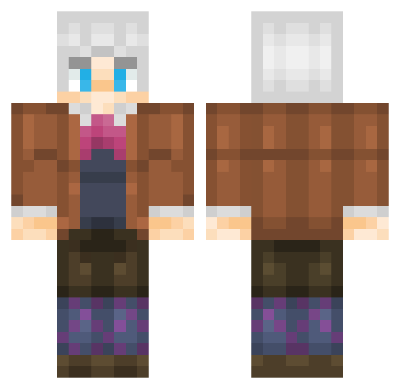Pander07 Minecraft skin, front and back view