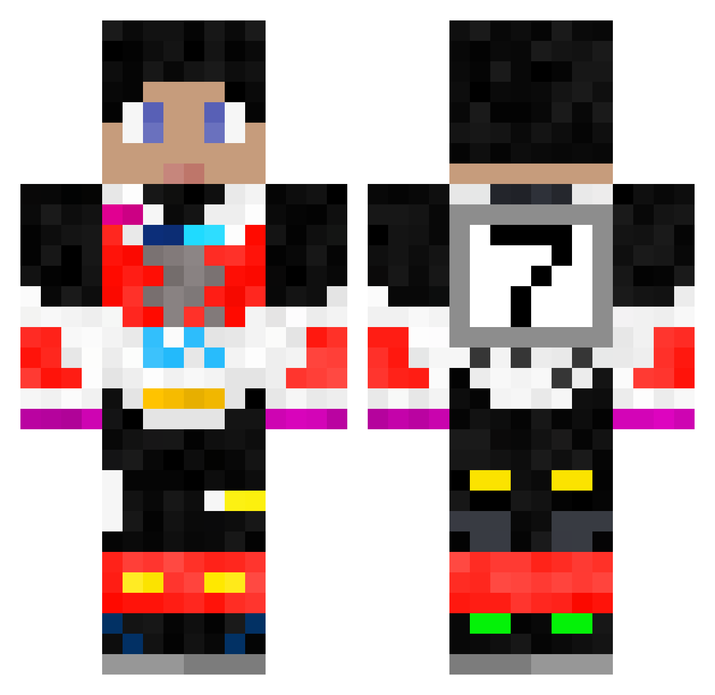 varkyz Minecraft skin, front and back view