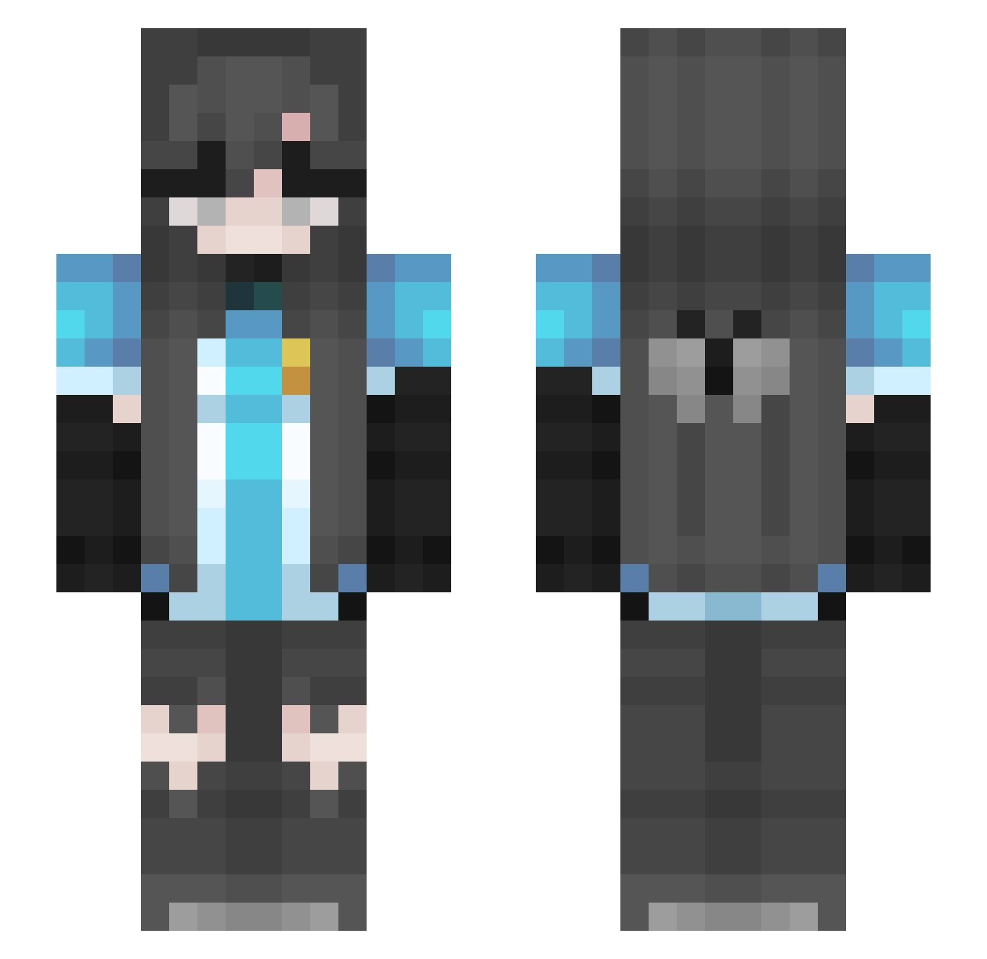 JustRiin Minecraft skin, front and back view