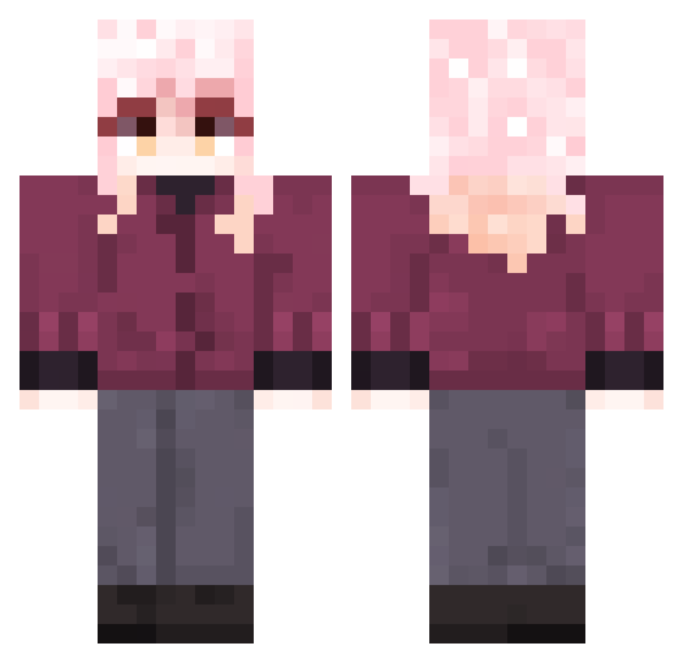 TheFrenchyFry Minecraft skin, front and back view