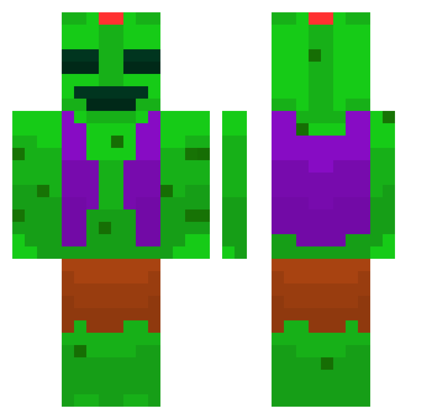 3lol Minecraft skin, front and back view