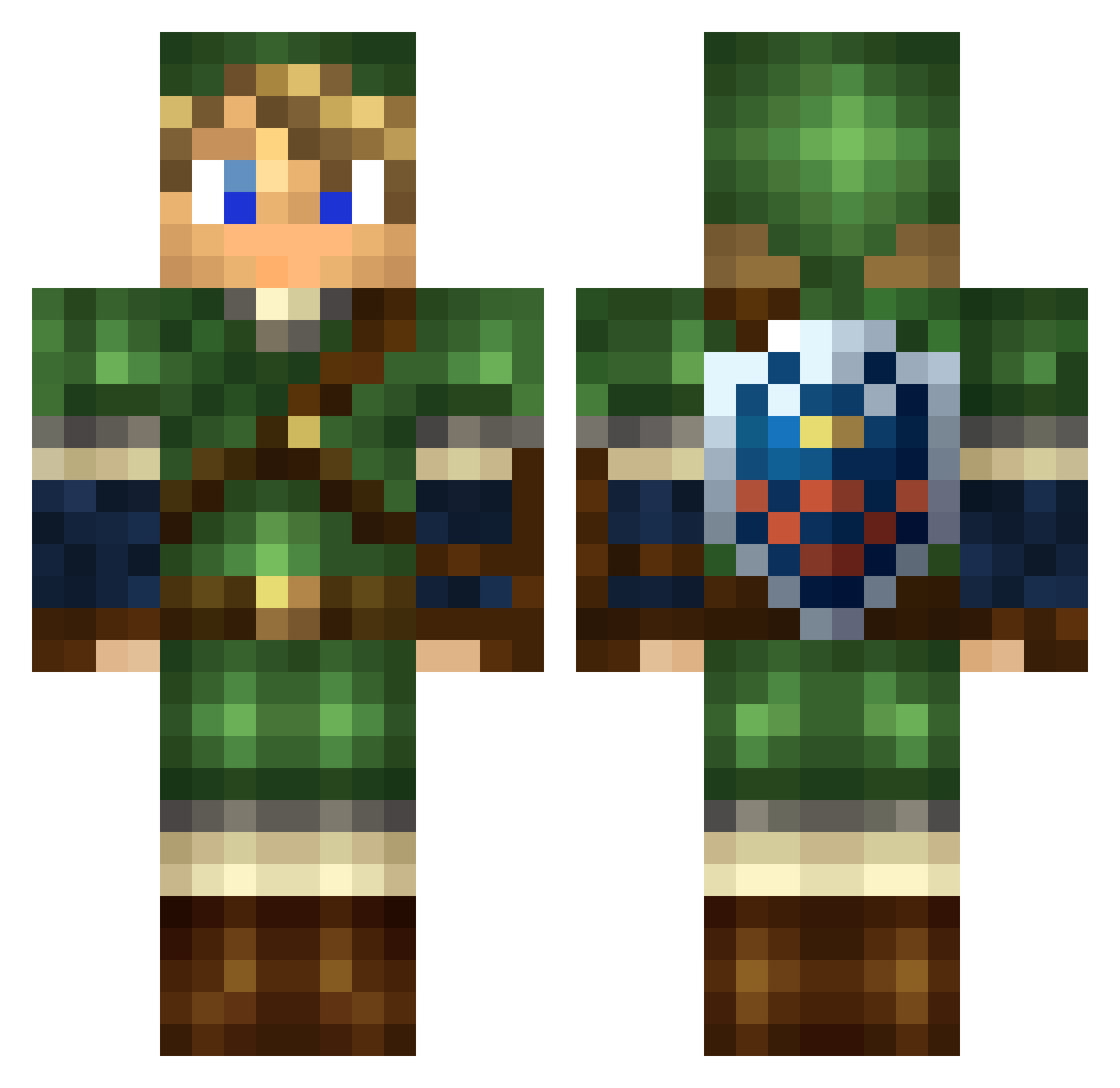 miniore Minecraft skin, front and back view