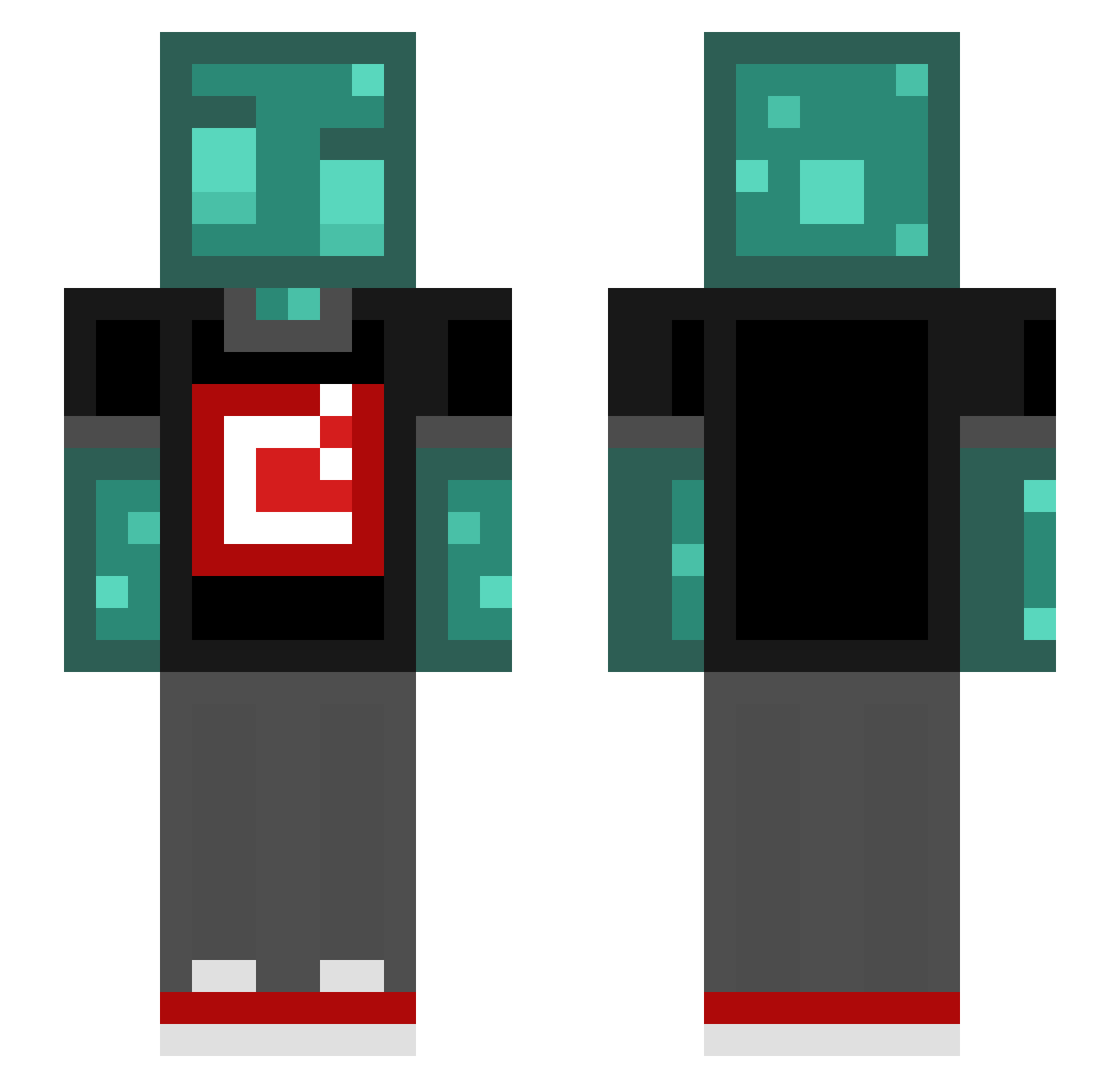 Minilux Minecraft skin, front and back view