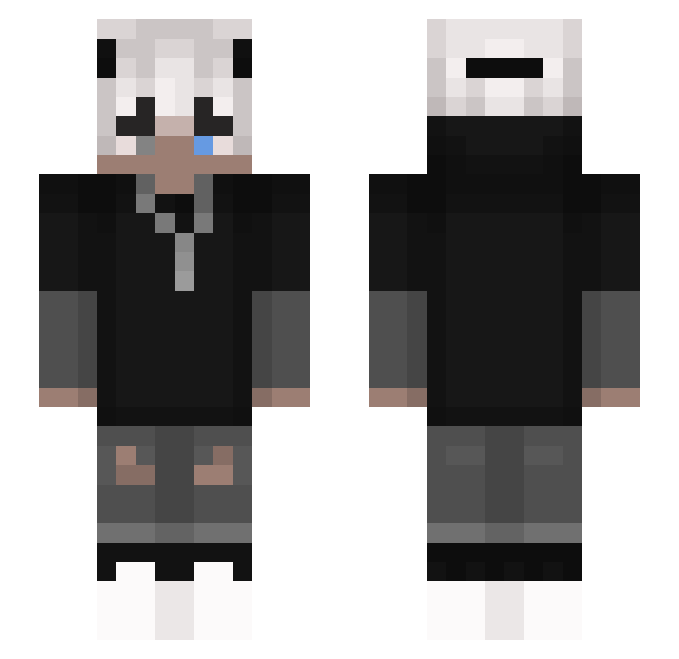 Bublrr Minecraft skin, front and back view