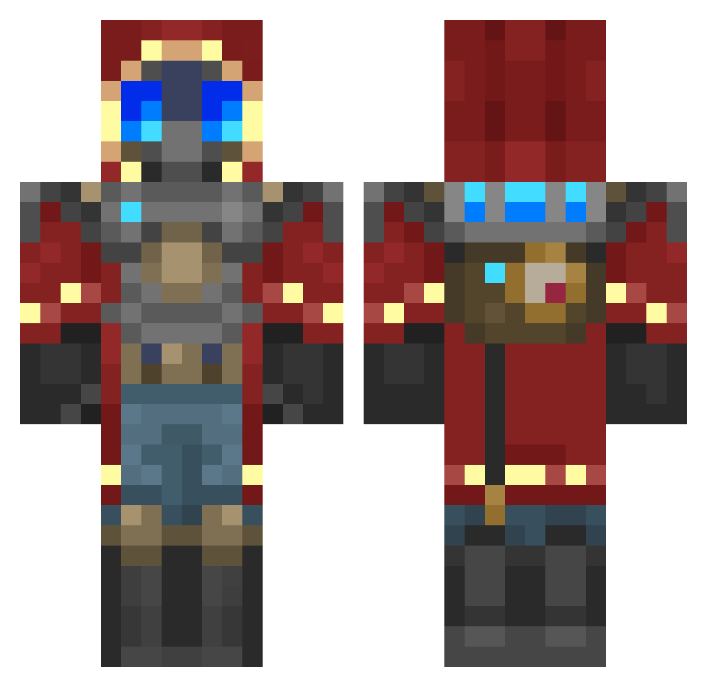 Lexsmelliott Minecraft skin, front and back view