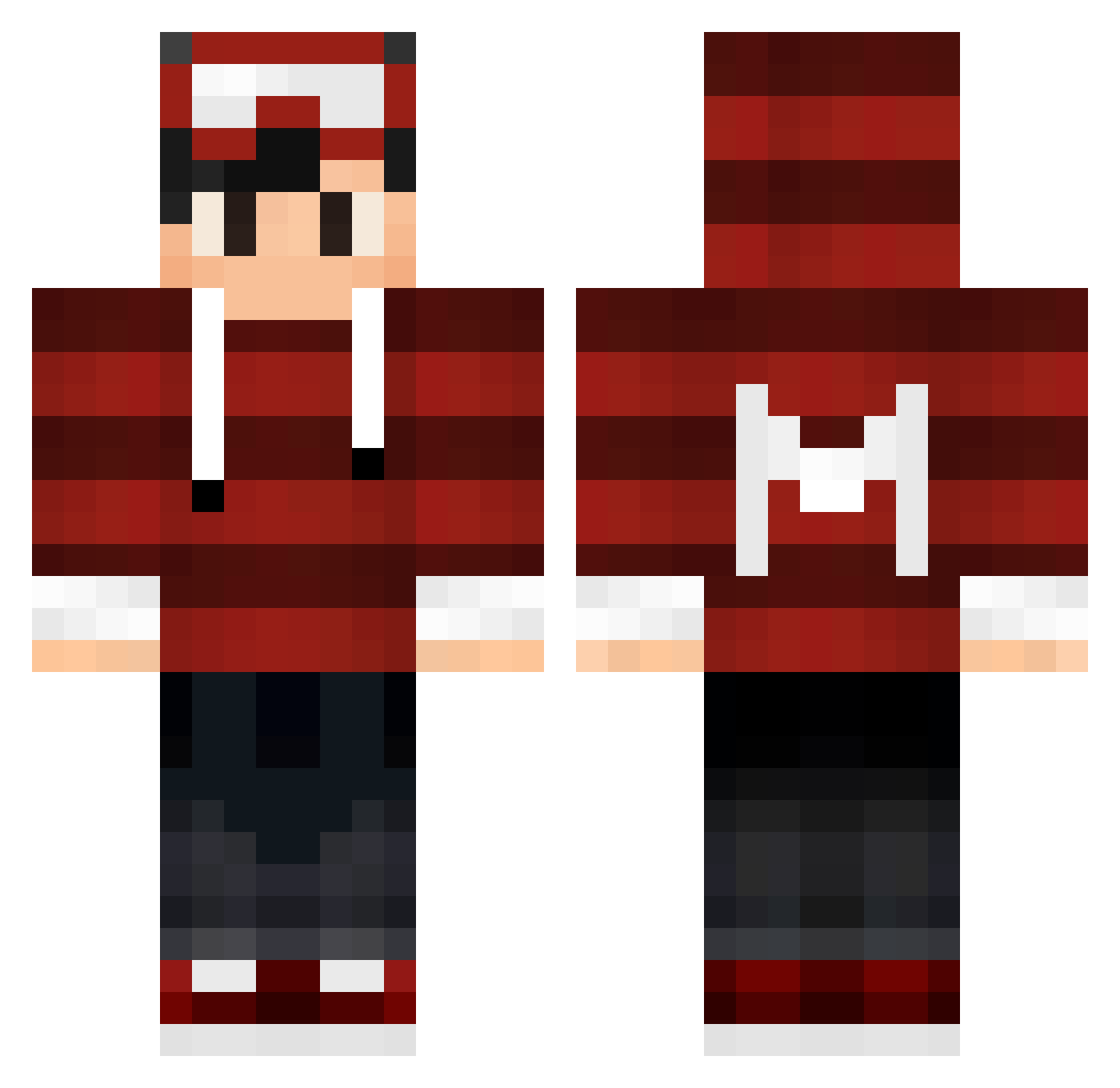 yWass Minecraft skin, front and back view