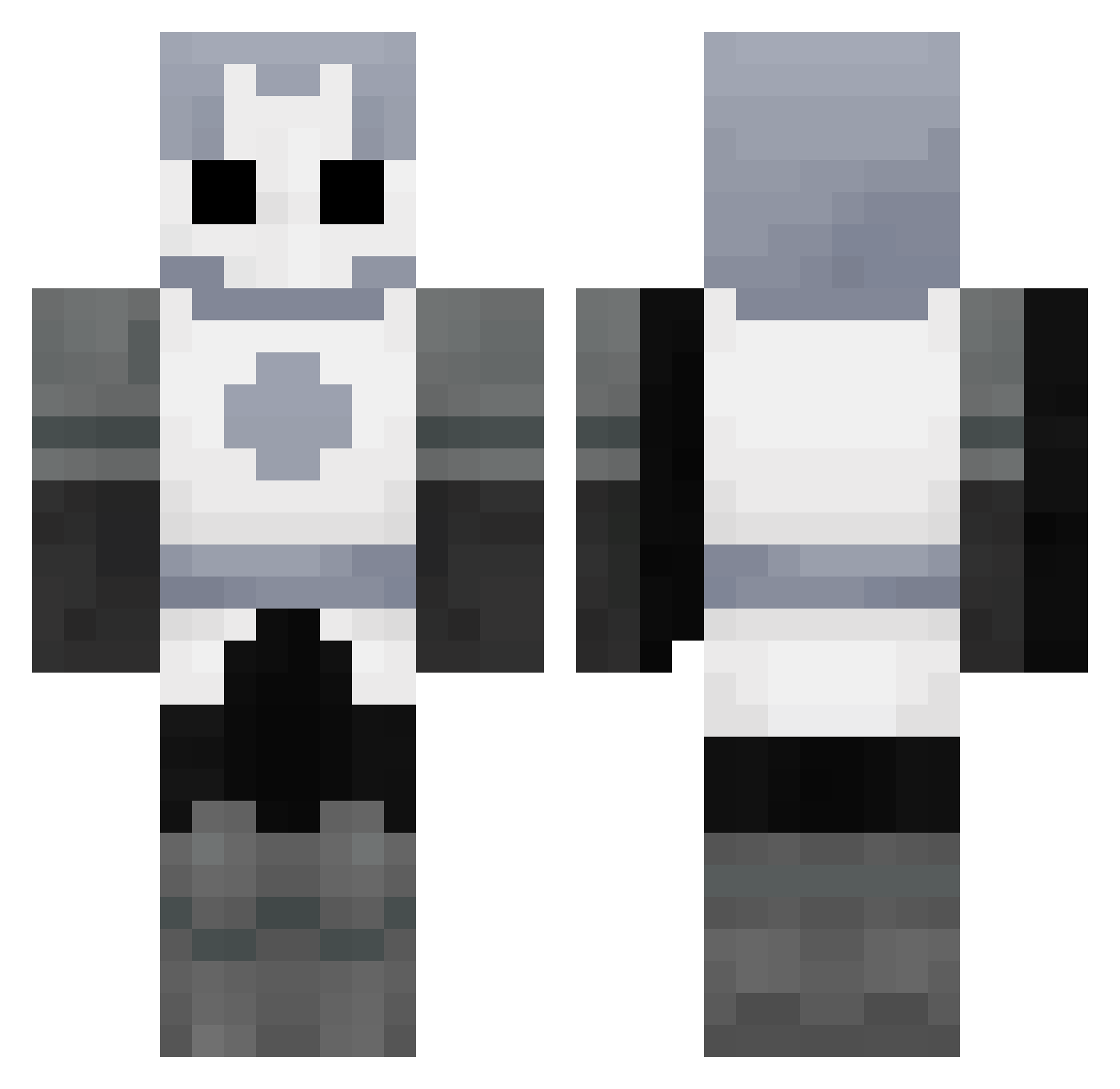 WDraster Minecraft skin, front and back view