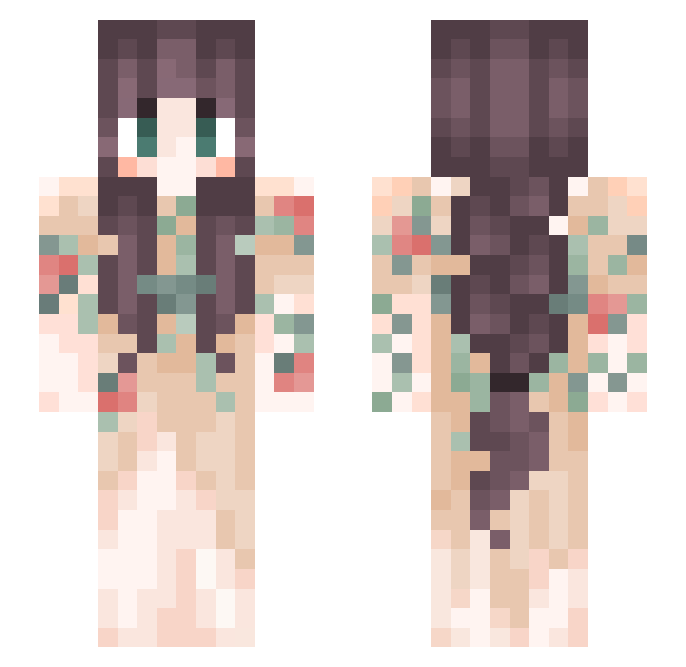 Puckachi Minecraft skin, front and back view