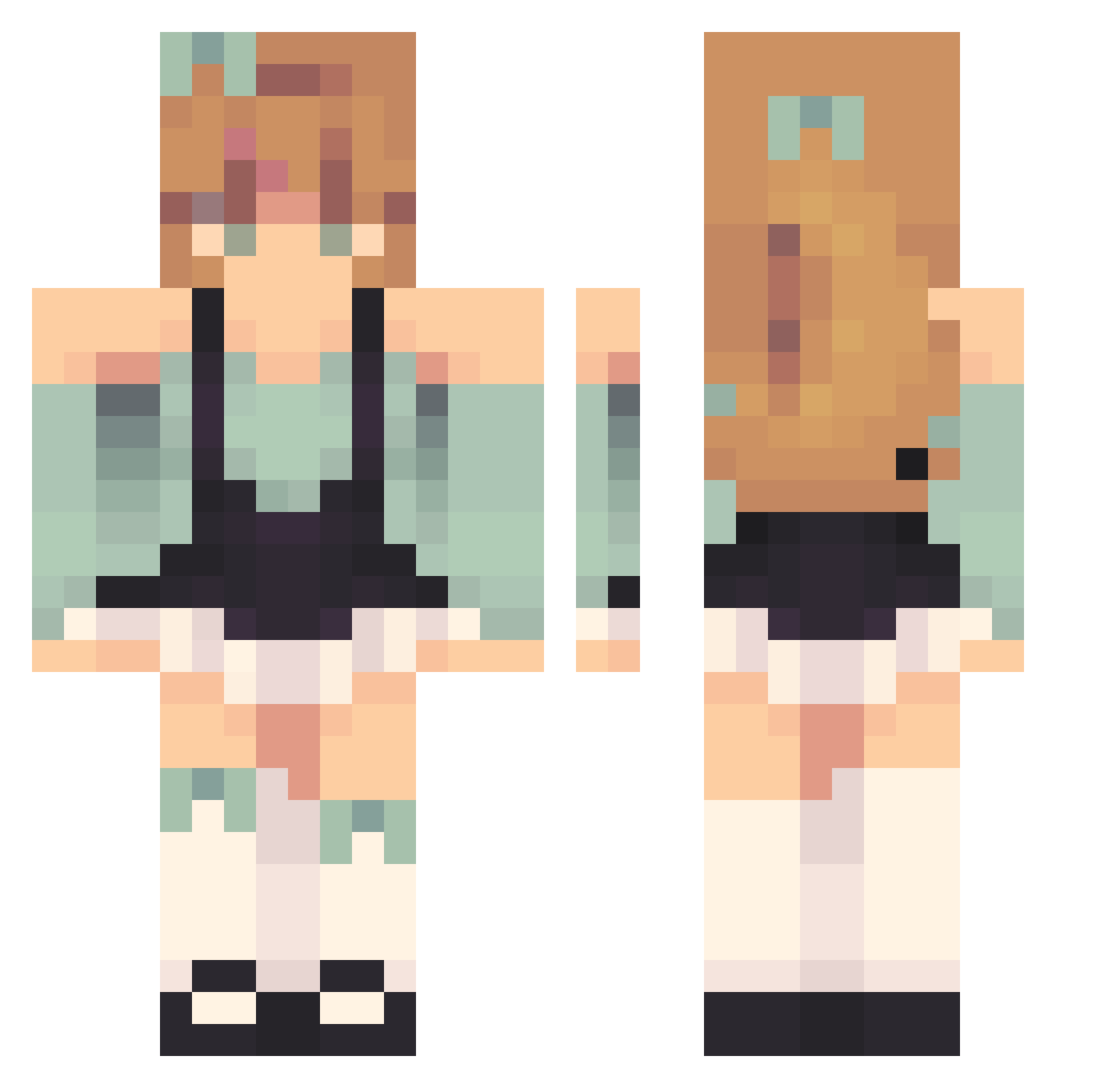 Furrymoonie Minecraft skin, front and back view